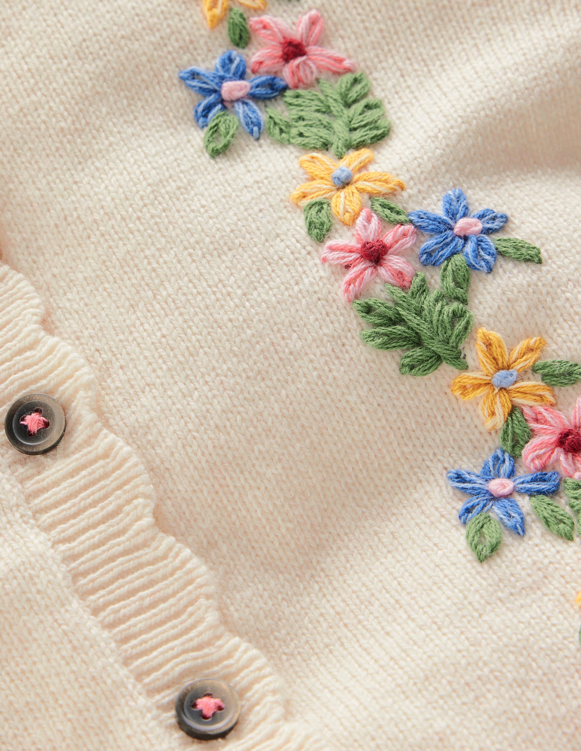 Pretty Embroidered Cardigan-Ecru Marl Floral Embroidery - Image 4