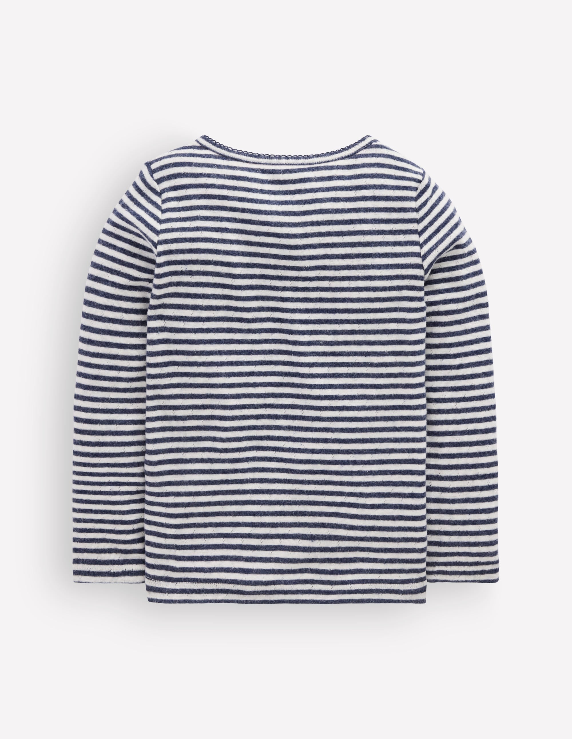 Long Sleeve Henley Top-Soft Ivory/ Navy Stripe - Image 2