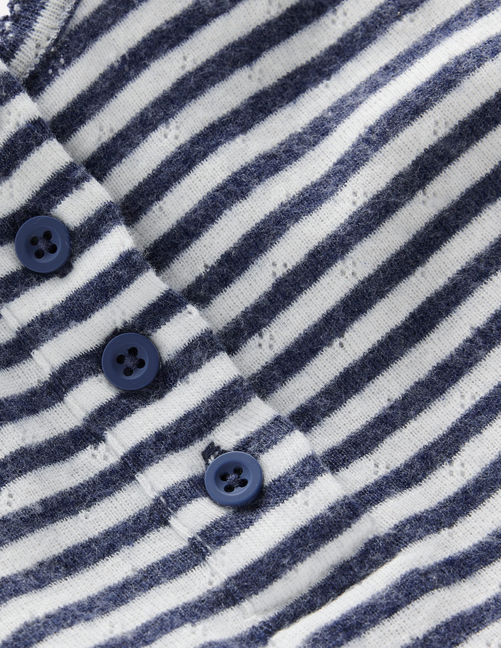 Long Sleeve Henley Top-Soft Ivory/ Navy Stripe - Image 3