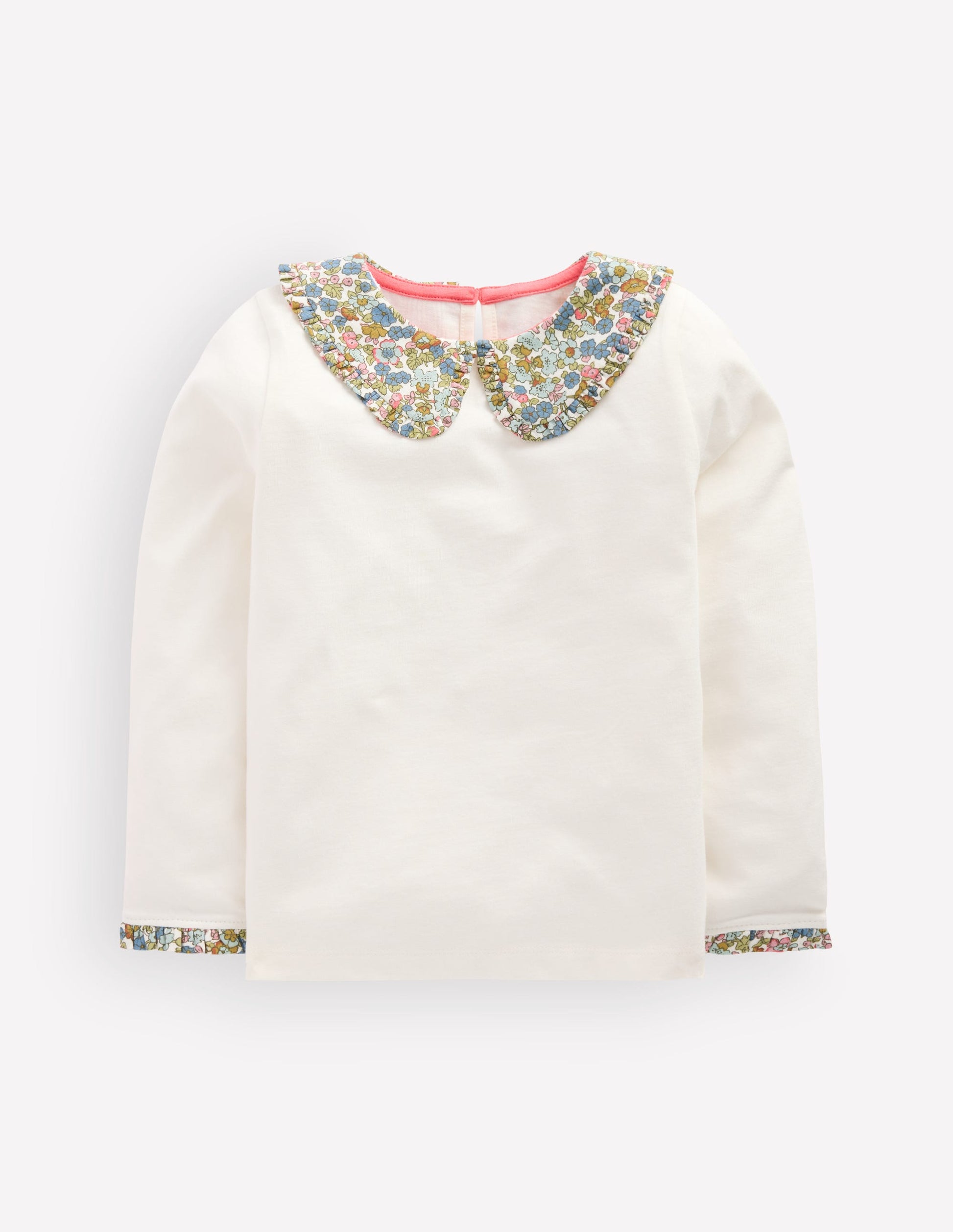 Collared Breton Jersey Top-Coconut Milk and Blue Floral-1