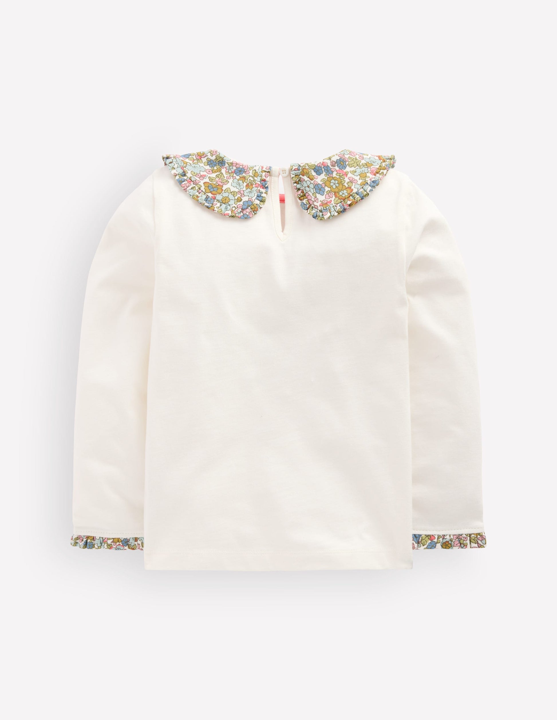 Collared Breton Jersey Top-Coconut Milk and Blue Floral-2