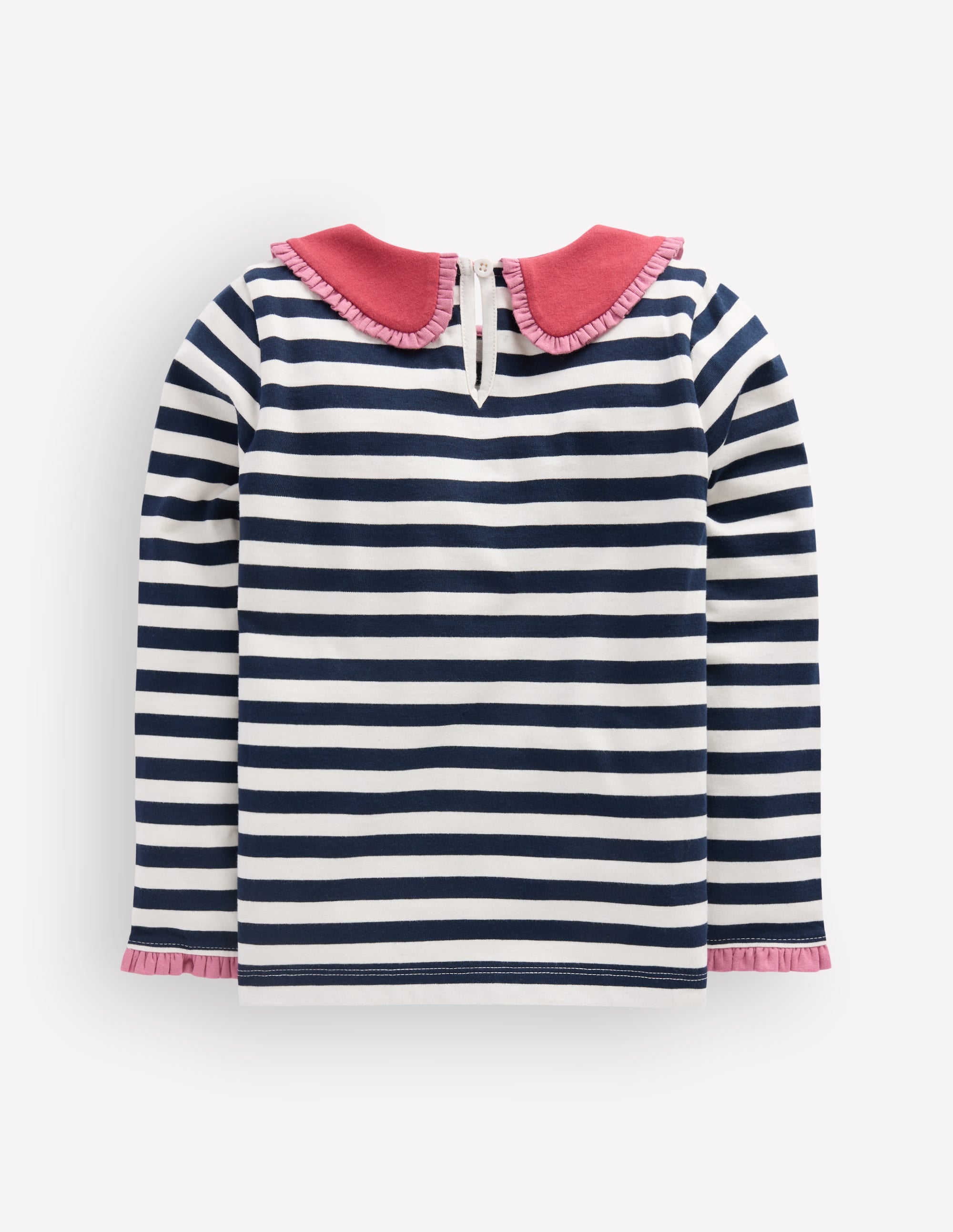 Collared Breton Jersey Top-Coconut Milk and Navy Stripe - Image 3