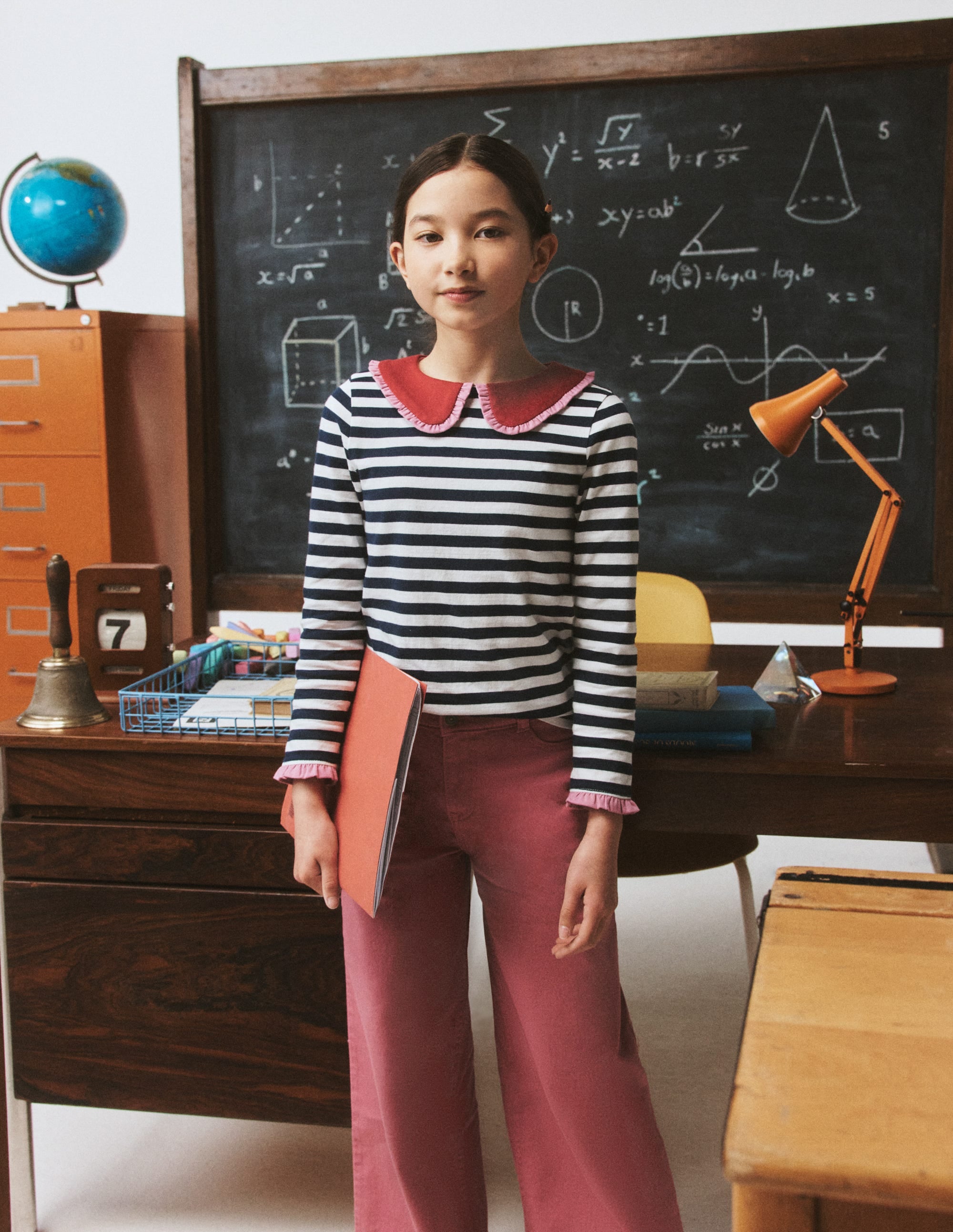 Collared Breton Jersey Top-Ivory and Navy Stripe - Image 4
