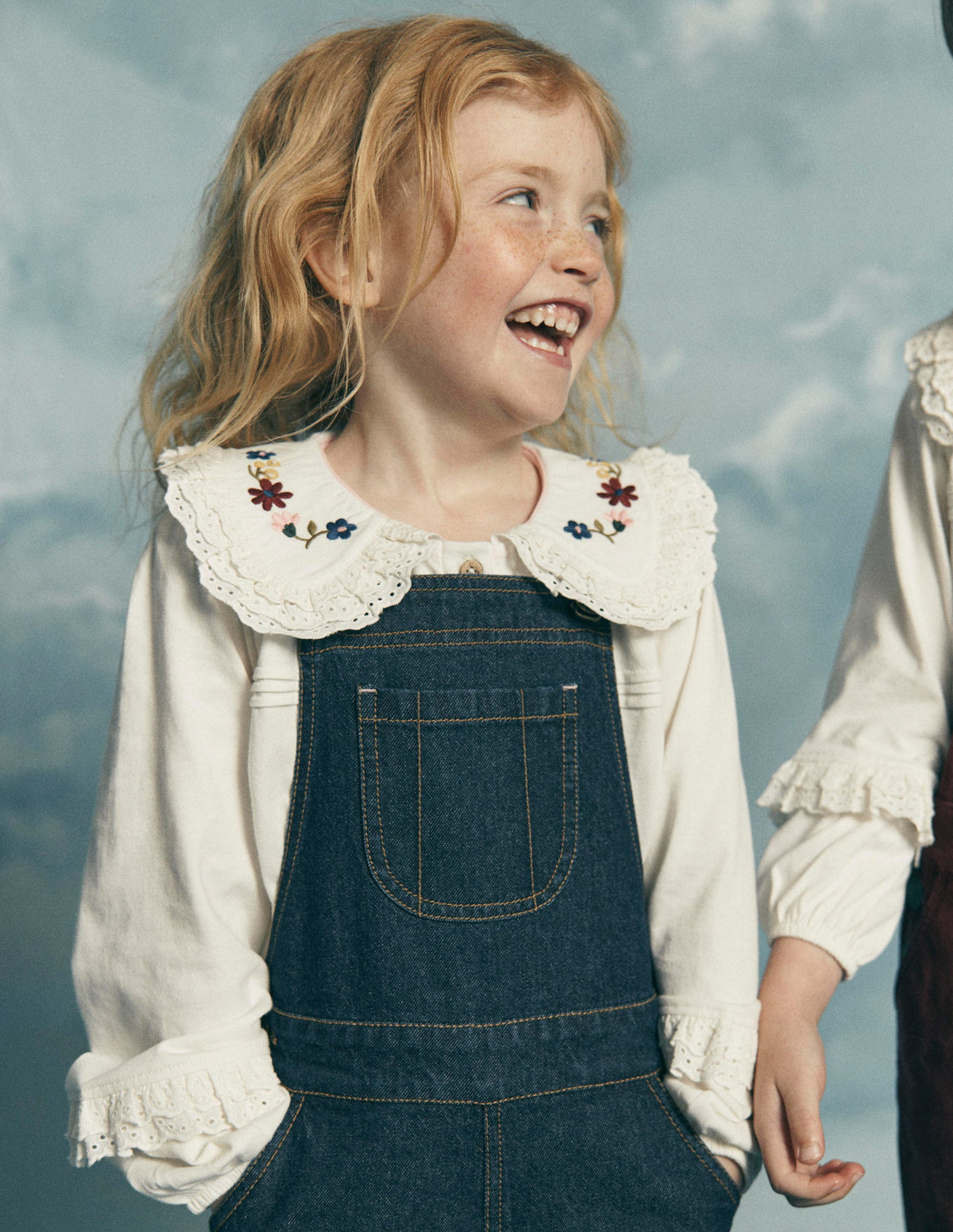 Broderie Collar Jersey Top-Soft Ivory - Image 1