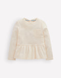 Long Sleeve Peplum Top-Soft Ivory