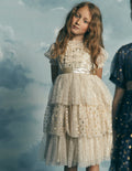 Metallic Tulle Party Dress-Gold Metallic