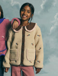 Embroidered Borg Jacket-Ivory Embroidery