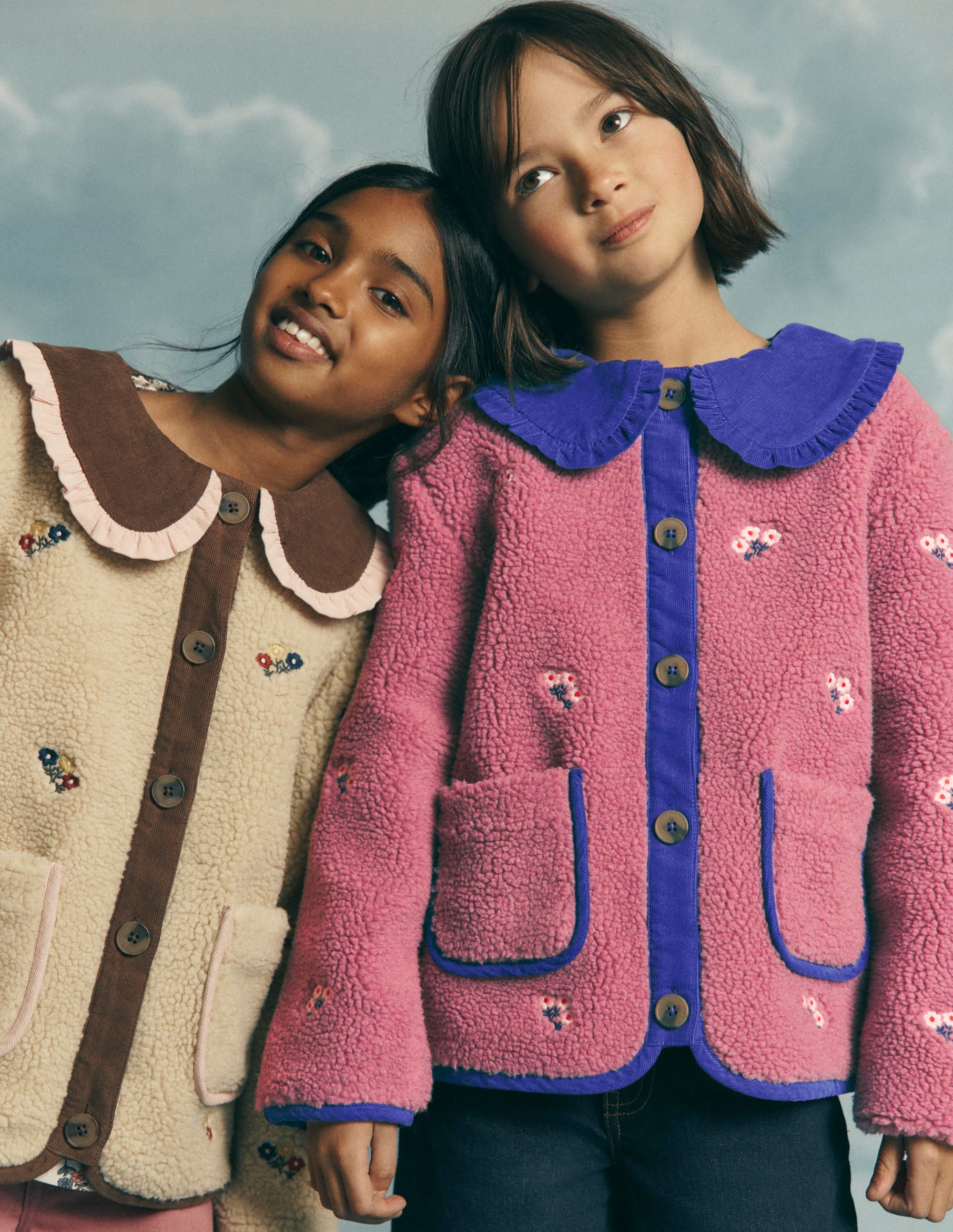 Embroidered Borg Jacket-Pink Heather - Image 1