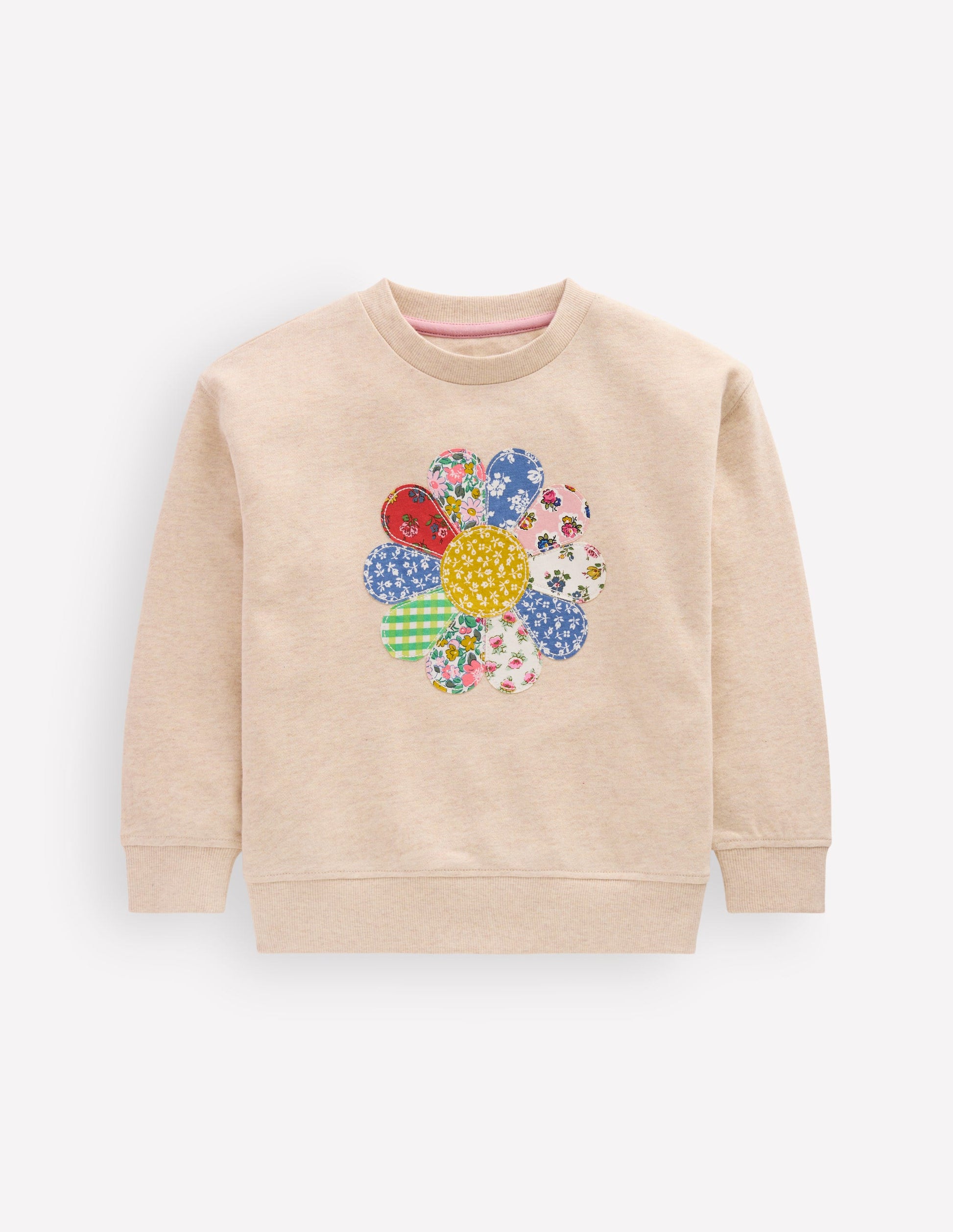 Relaxed Panel Sweatshirt-Oatmeal Marl Patchwork Floral-2