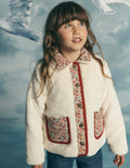 Faux Fur Jacket-Soft Ivory Ditsy Floral