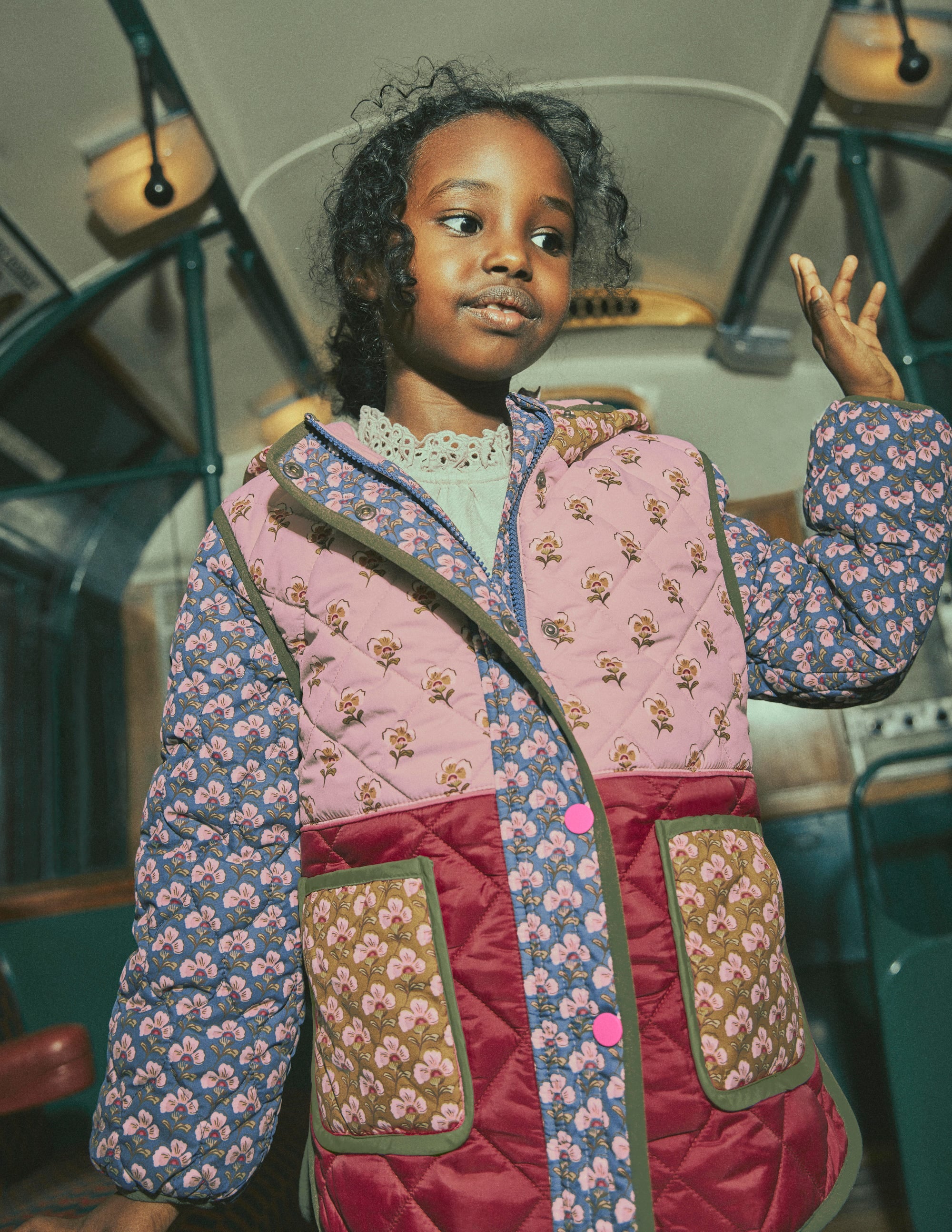 Longline Quilted Jacket-Hotchpotch Floral - Image 1