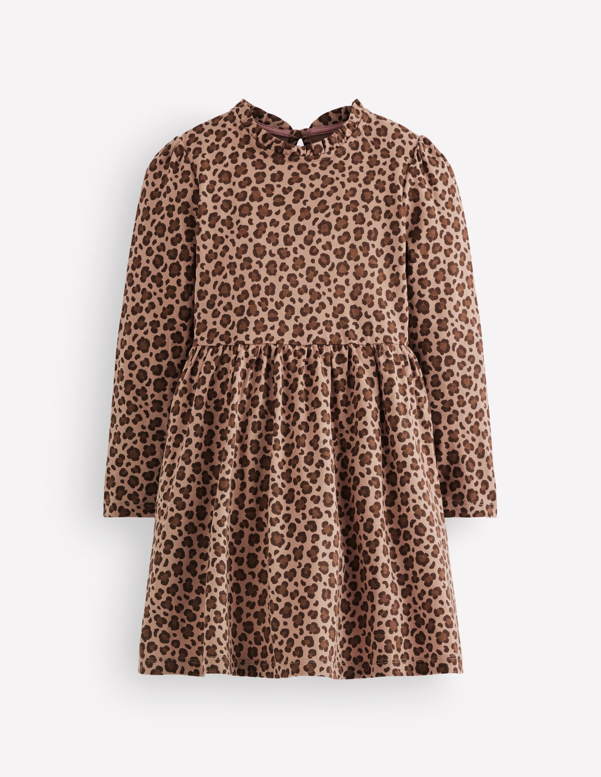 Long Sleeve Twirly Dress-Milk Chocolate Brown Leopard - Image 1