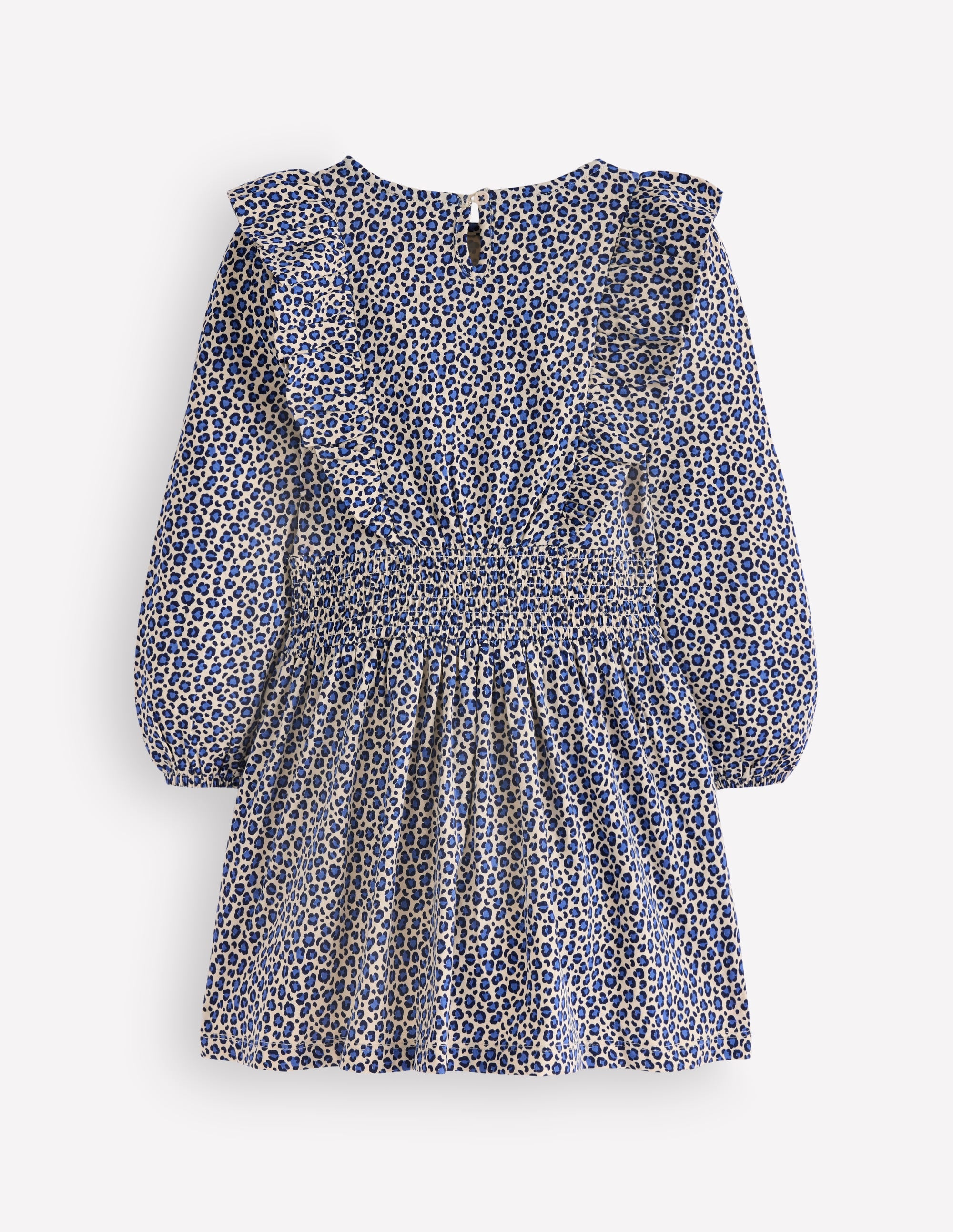 Suki Shirred Jersey Dress-Blue Leopard - Image 3