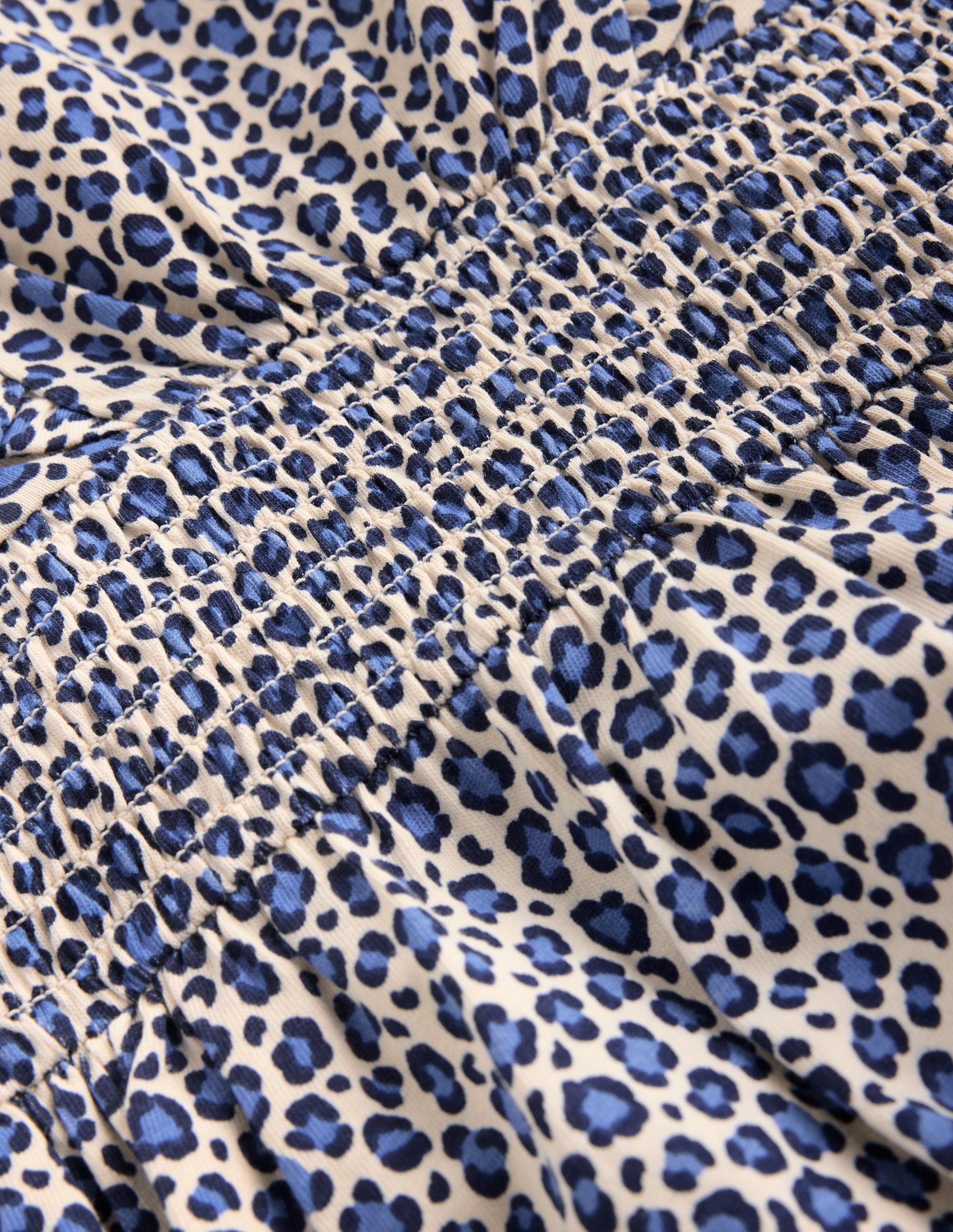 Suki Shirred Jersey Dress-Blue Leopard-4