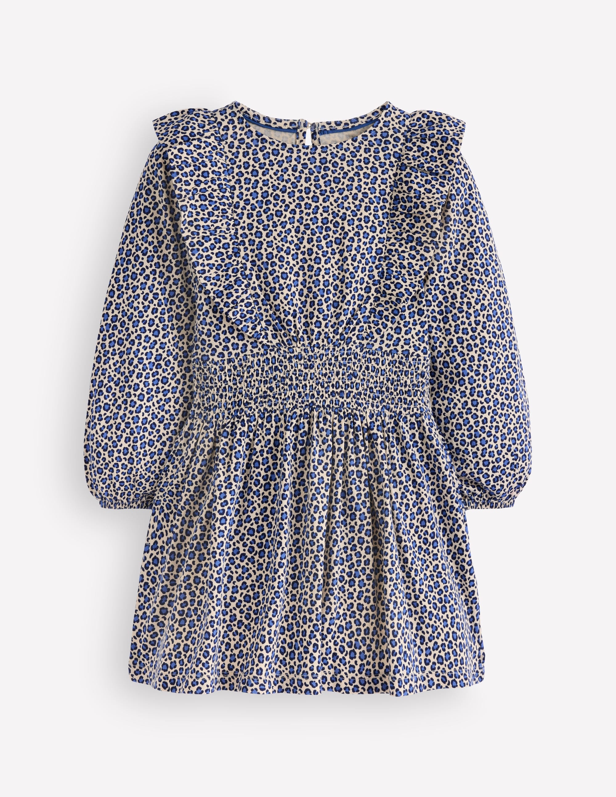 Suki Shirred Jersey Dress-Blue Leopard - Image 2