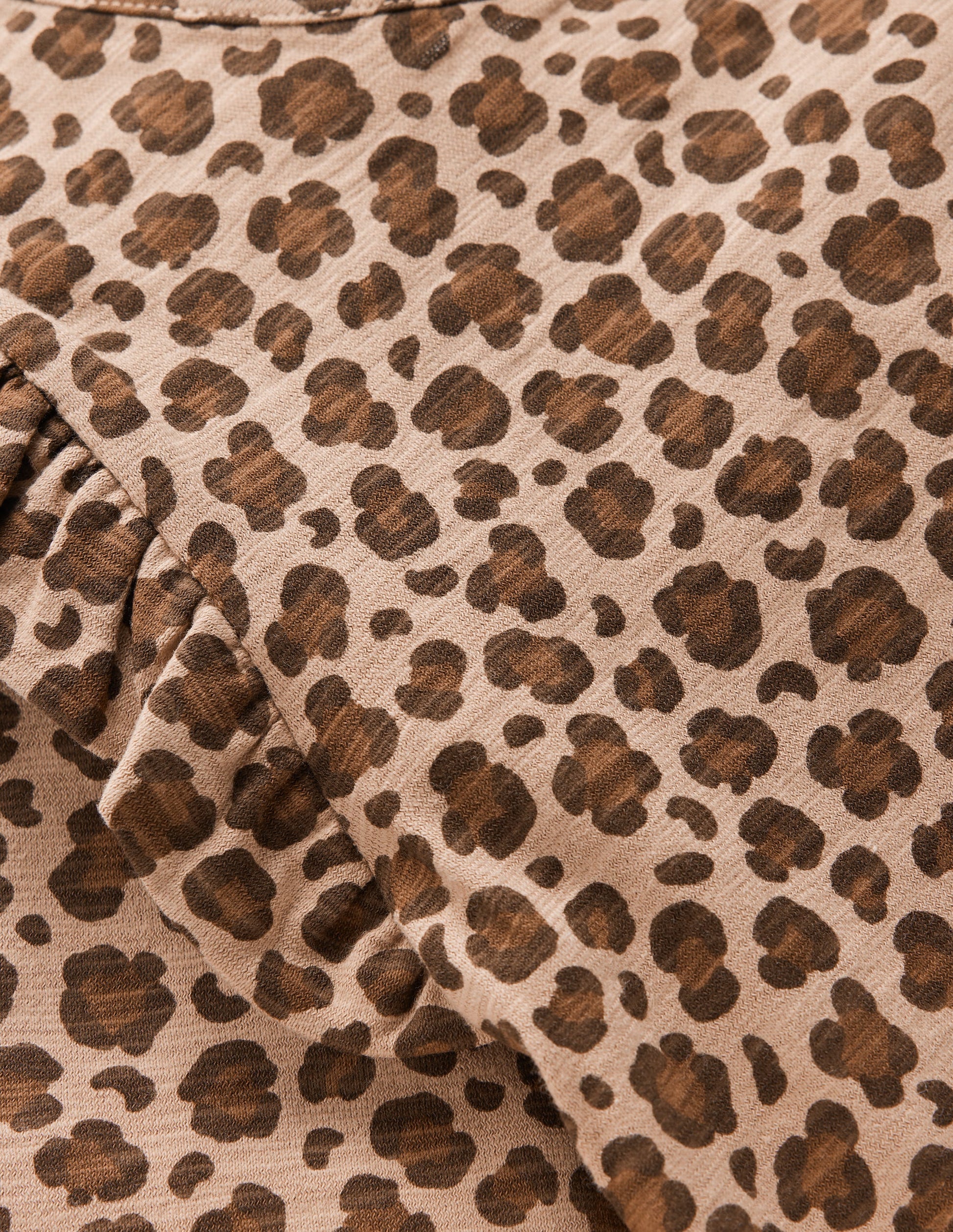 Frill Sleeve Slub Top-Milk Chocolate Brown Leopard-3