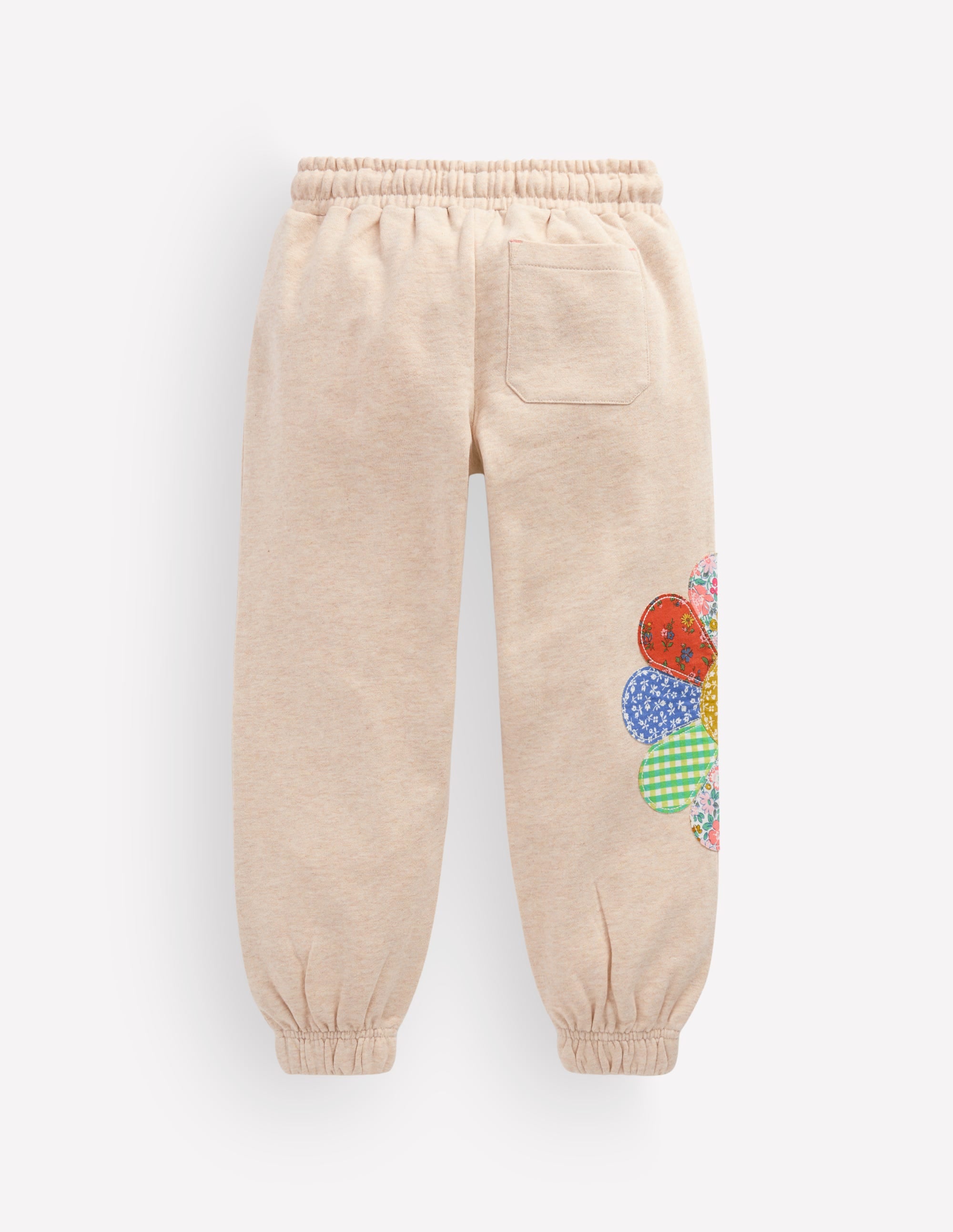Appliqué Cuffed Joggers-Oatmeal Patchwork Flower - Image 3