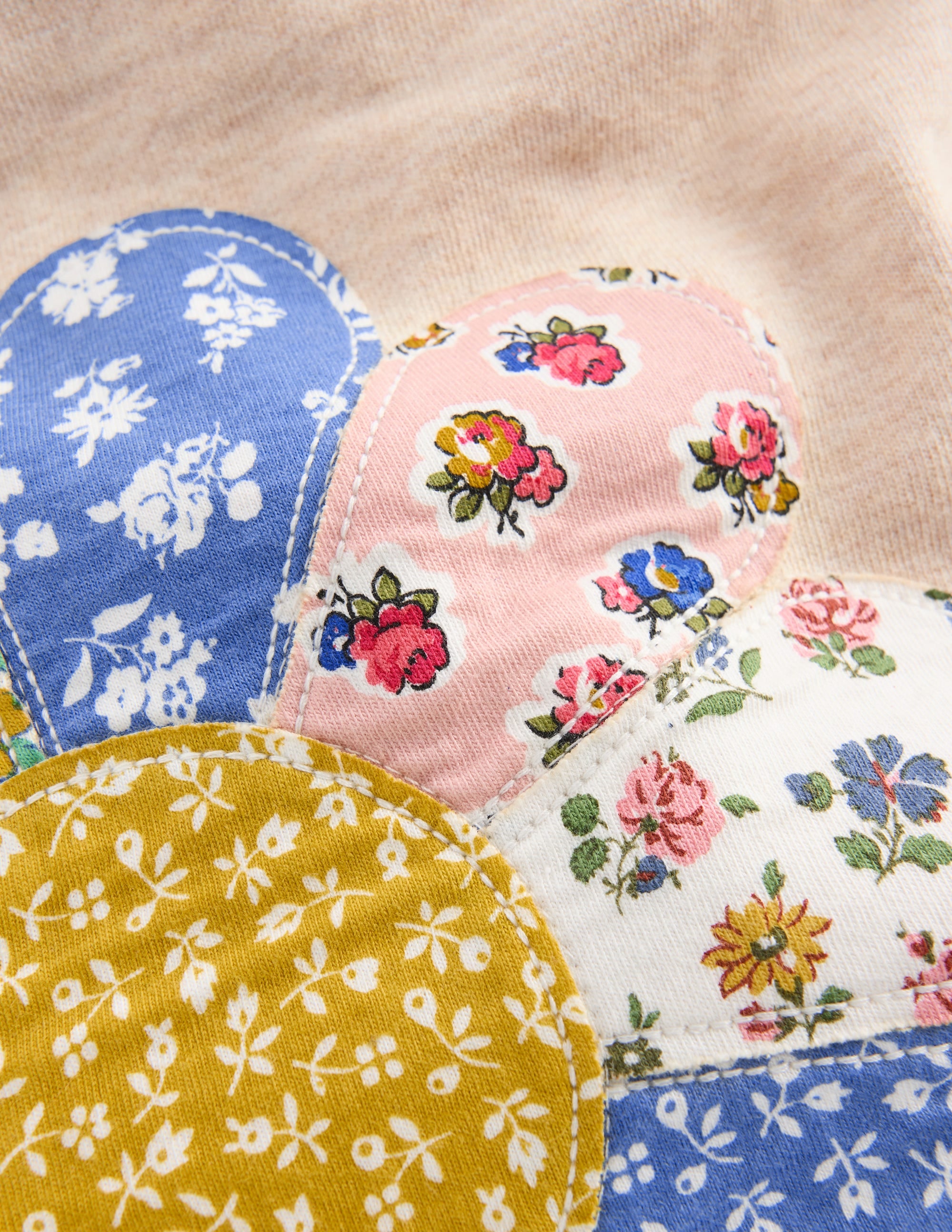 Appliqué Cuffed Joggers-Oatmeal Patchwork Flower - Image 4