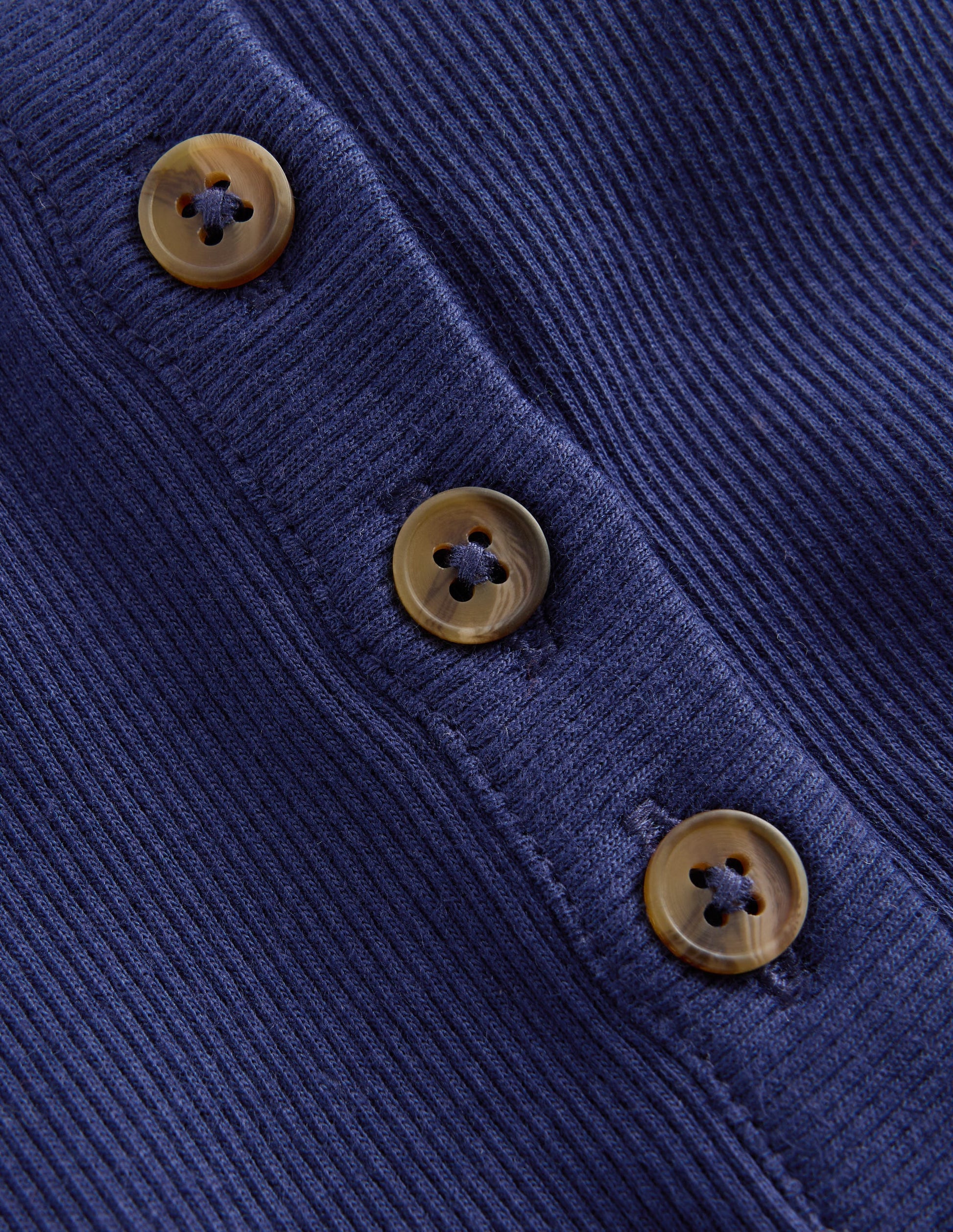 Henley Ribbed Vest-College Navy-3