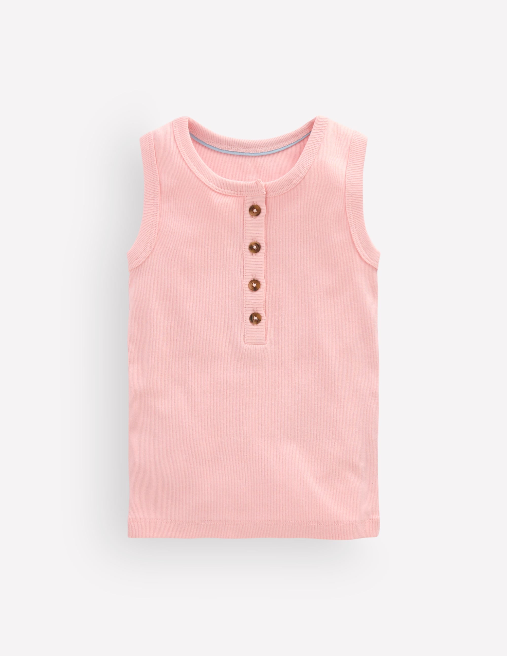 Henley Ribbed Vest-Chalk Pink - Image 1