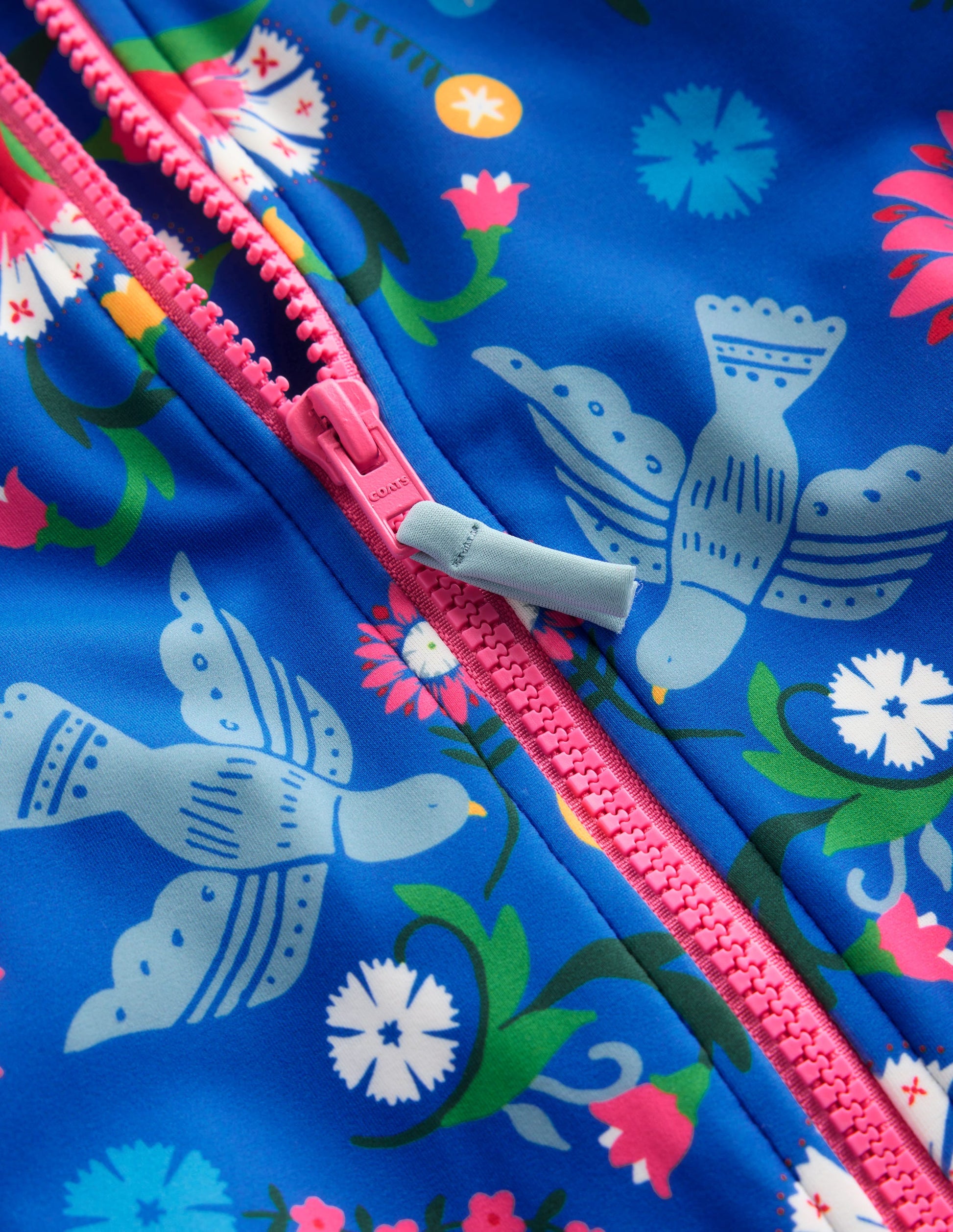 Short-sleeved Swimsuit-Kingfisher Blue Bird Floral-3
