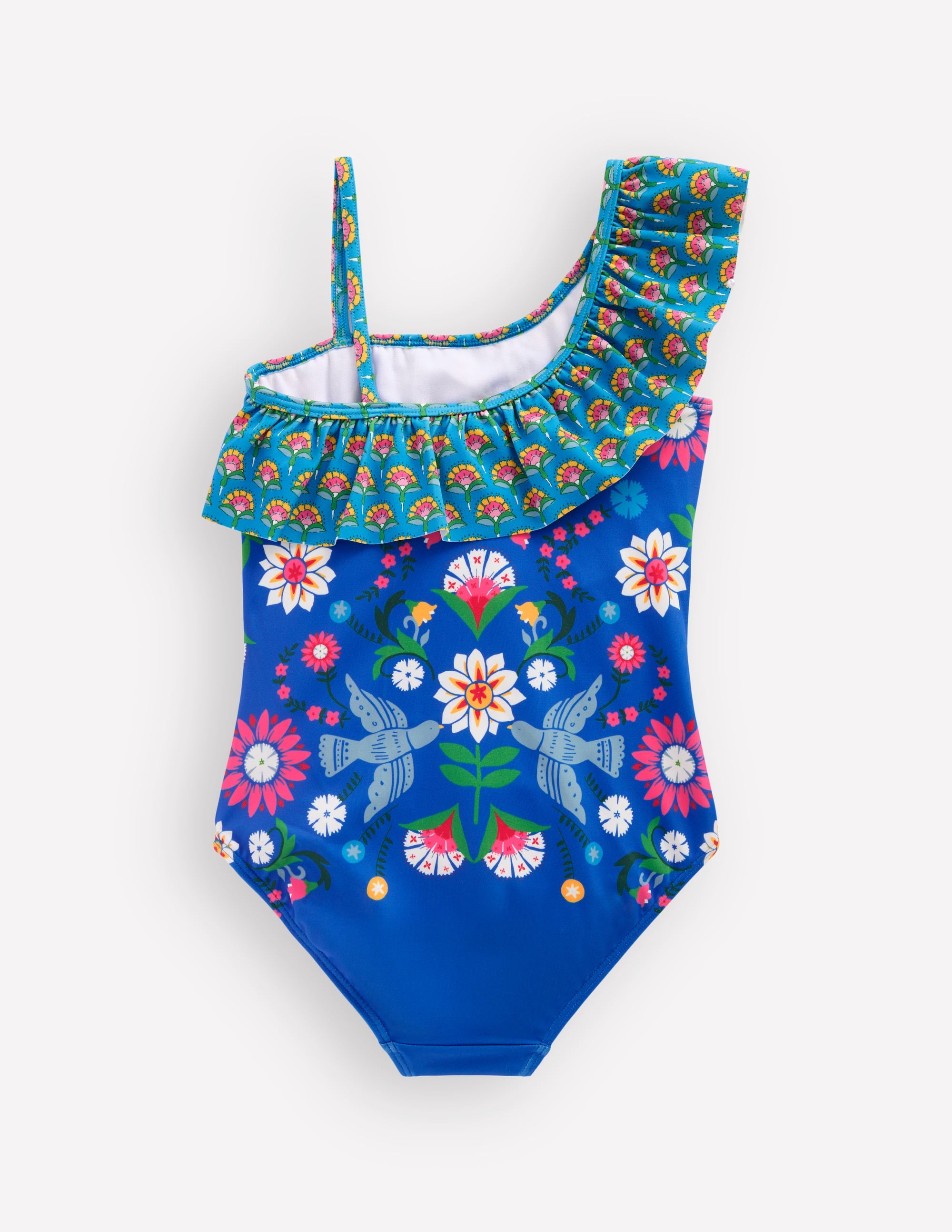 Lila One Shoulder Swimsuit-Kingfisher Blue Bird Floral - Image 2