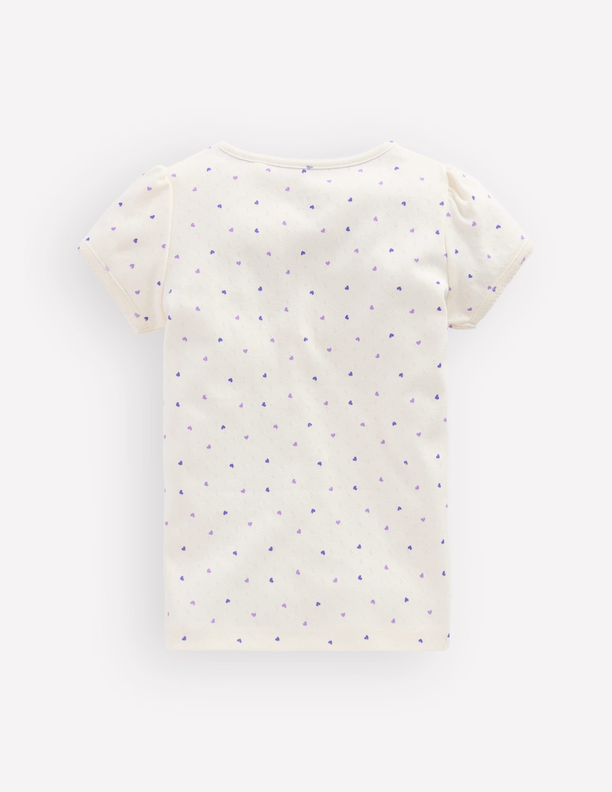Short Sleeve Pointelle Top-White Heart Spot - Image 2