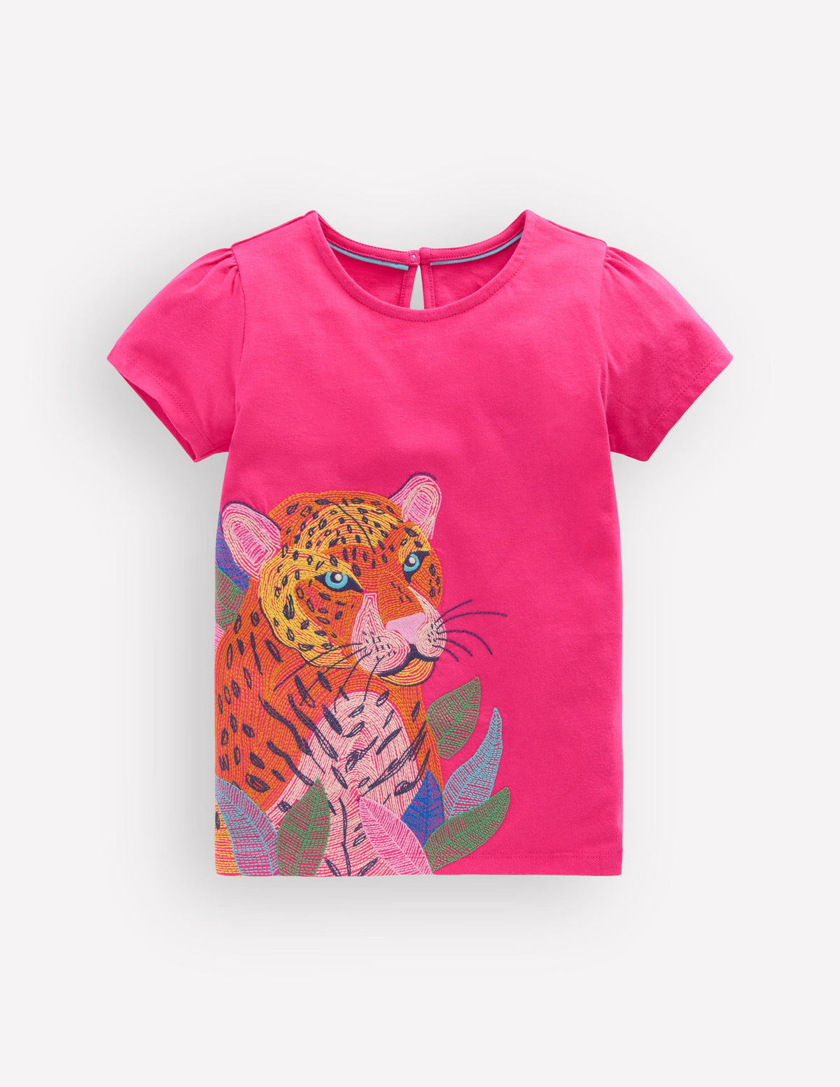 Puff Sleeve Superstitch Top-Raspberry Pink Leopard - Image 1