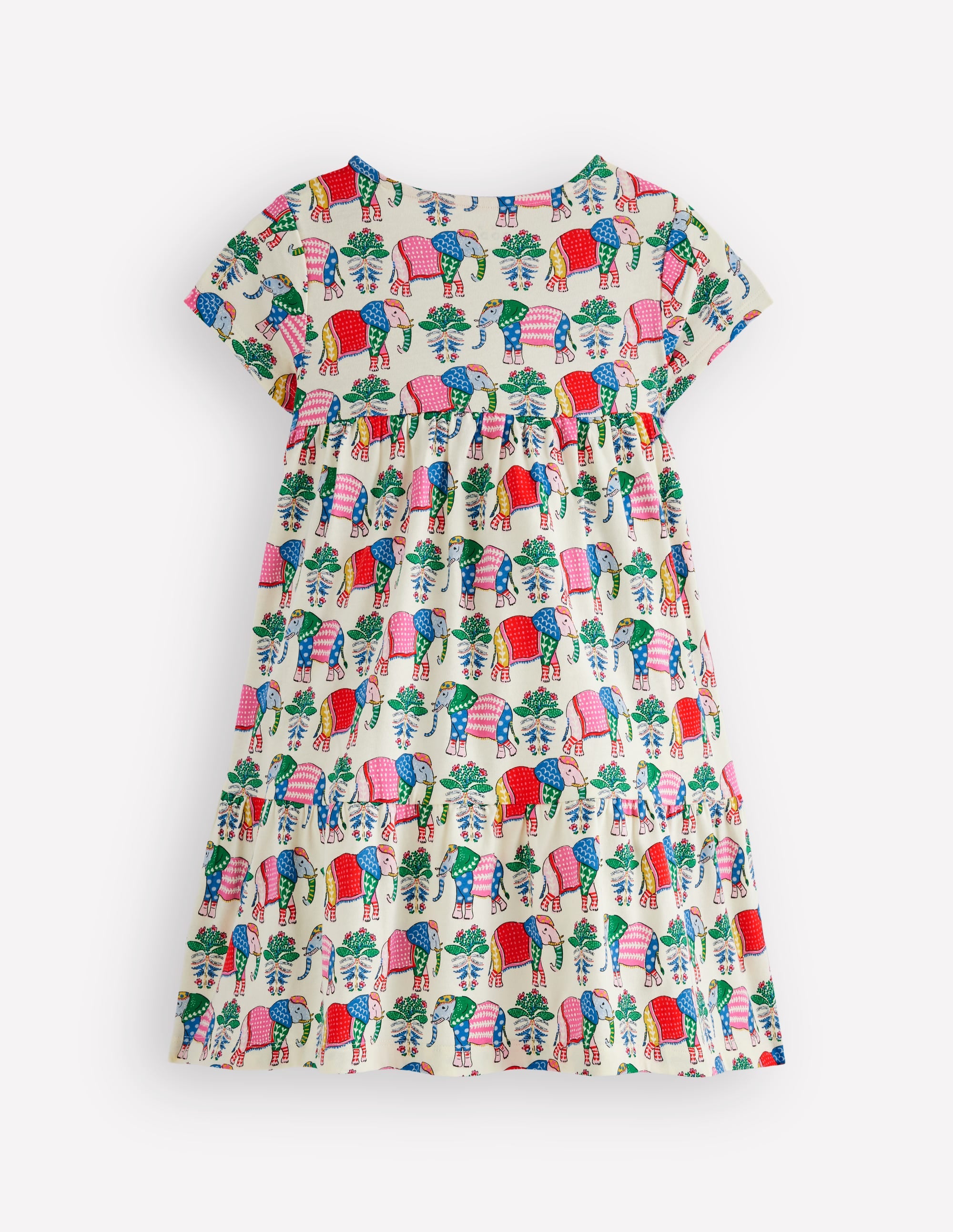 Ariel Twirly Jersey Dress-Multi Elephant Woodblock - Image 2
