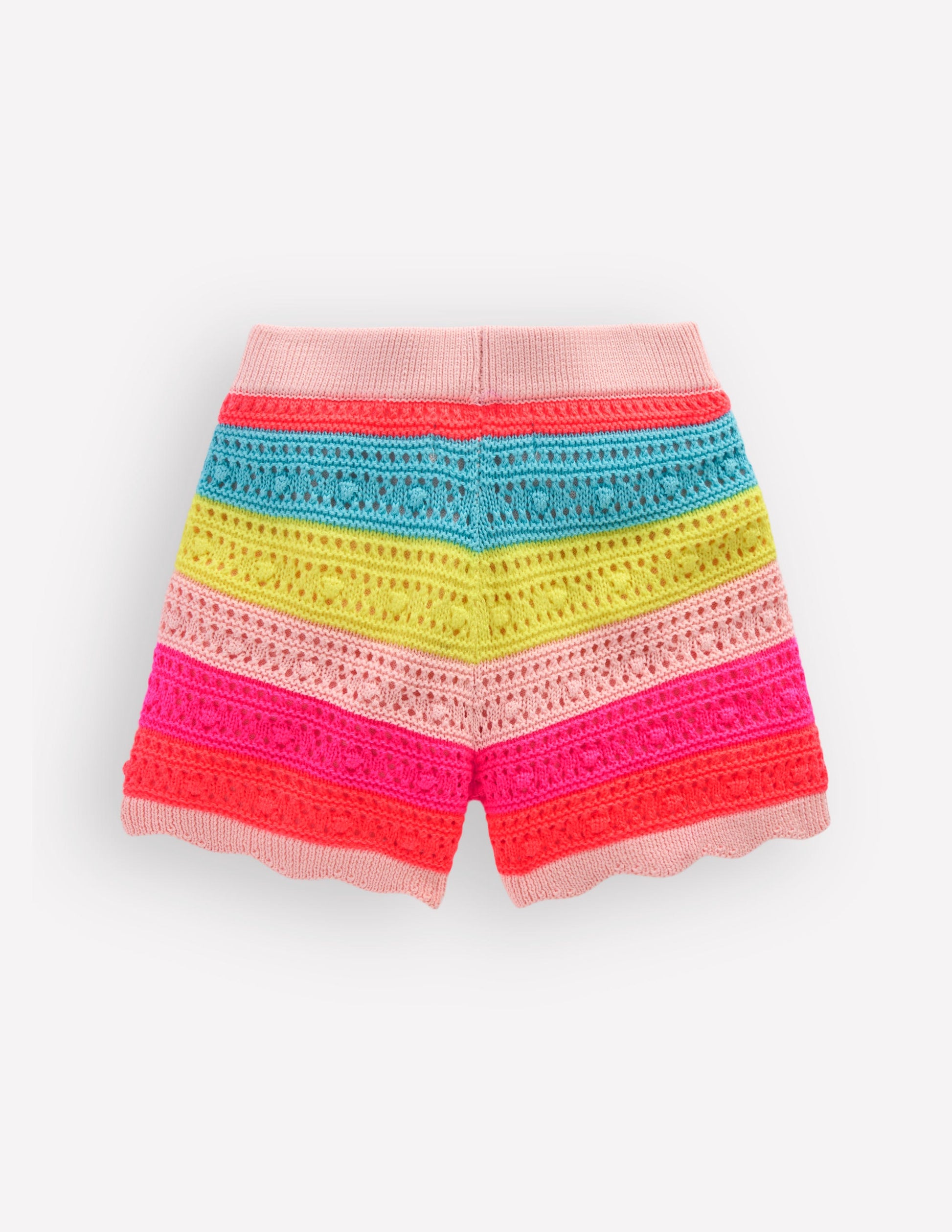 Pointelle Knitted Shorts-Neon Multi Stripe-2