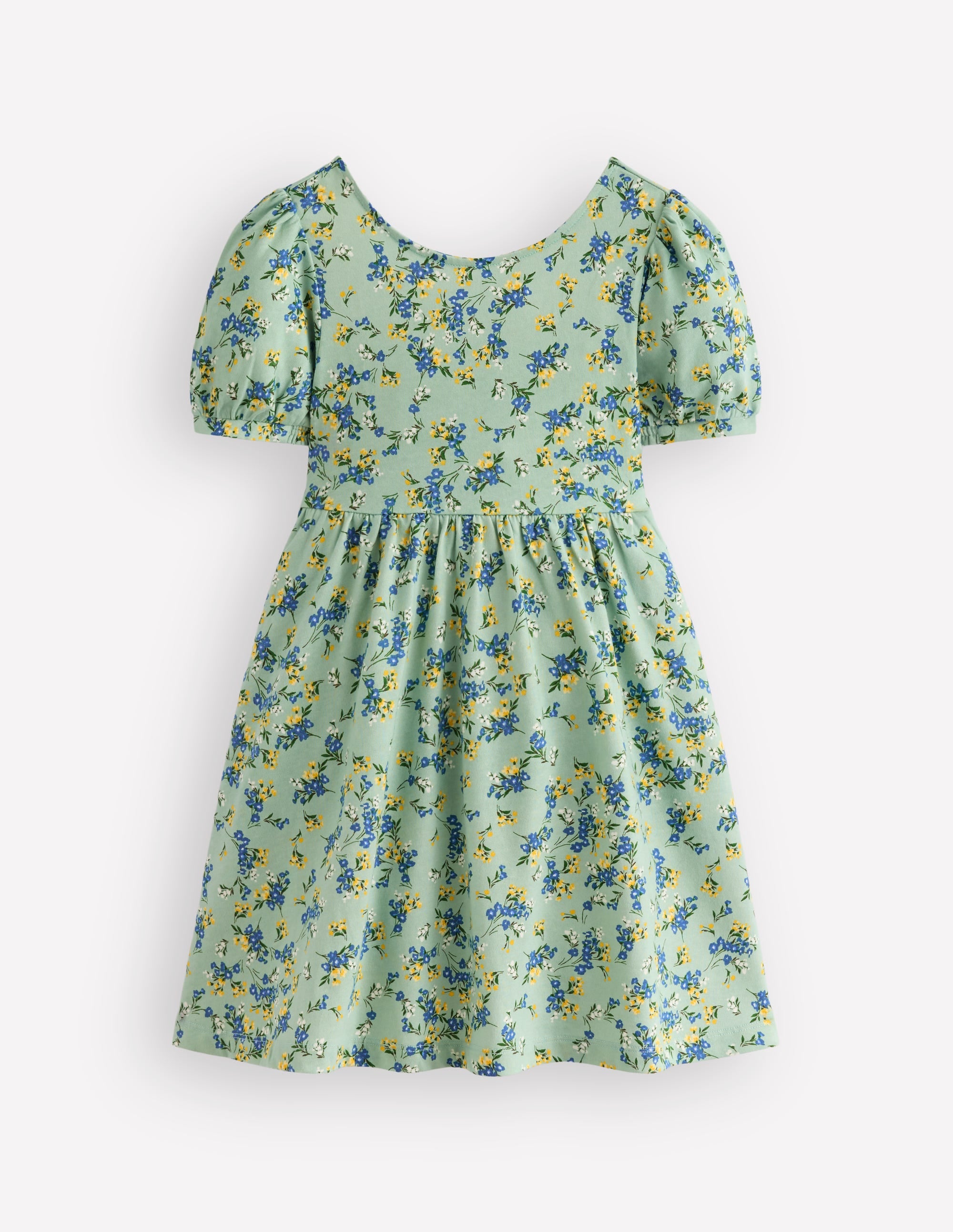 Ballerina Jersey Dress-Green Floral - Image 1