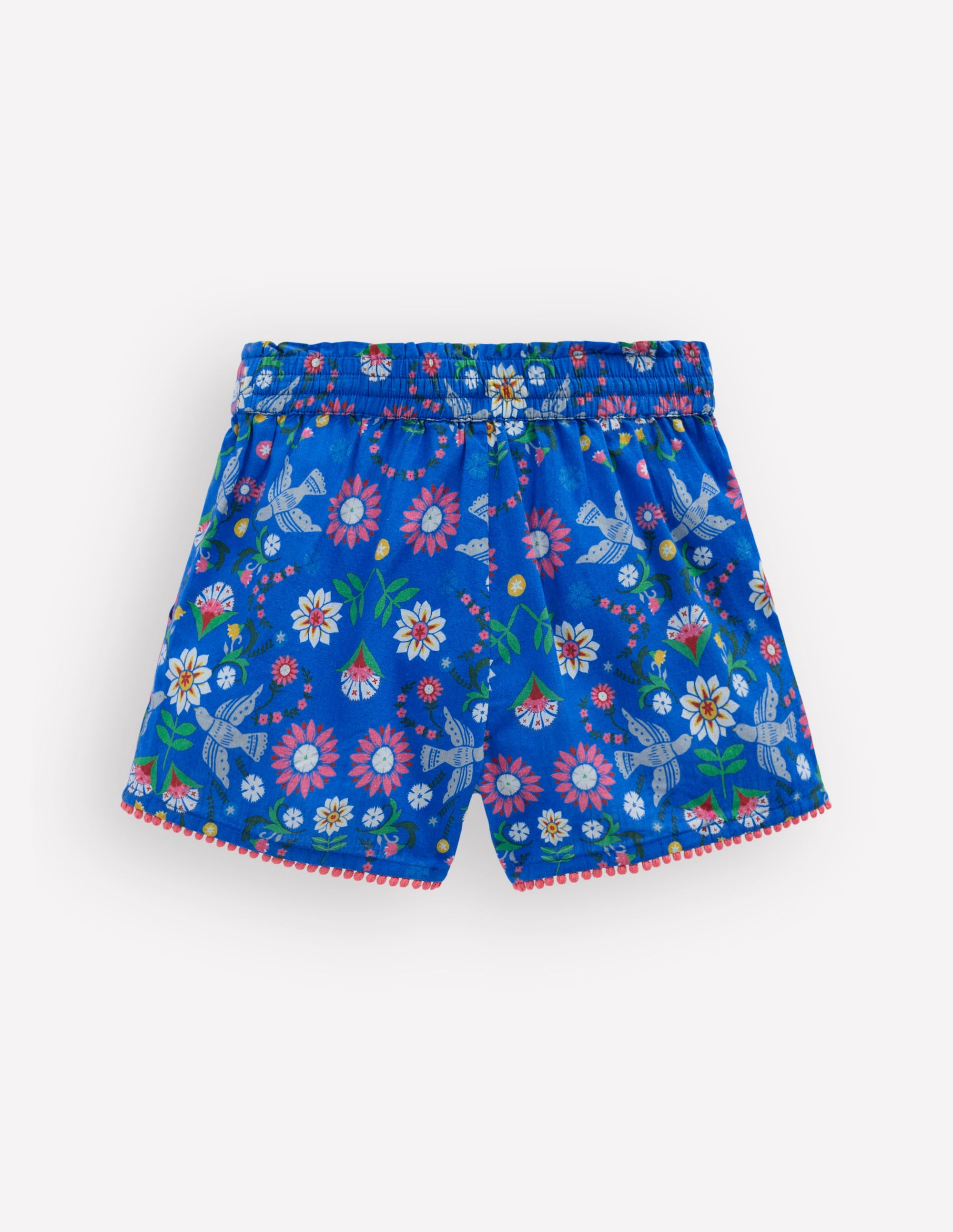 Pull-on Holiday Shorts-Kingfisher Blue Bird Floral - Image 2