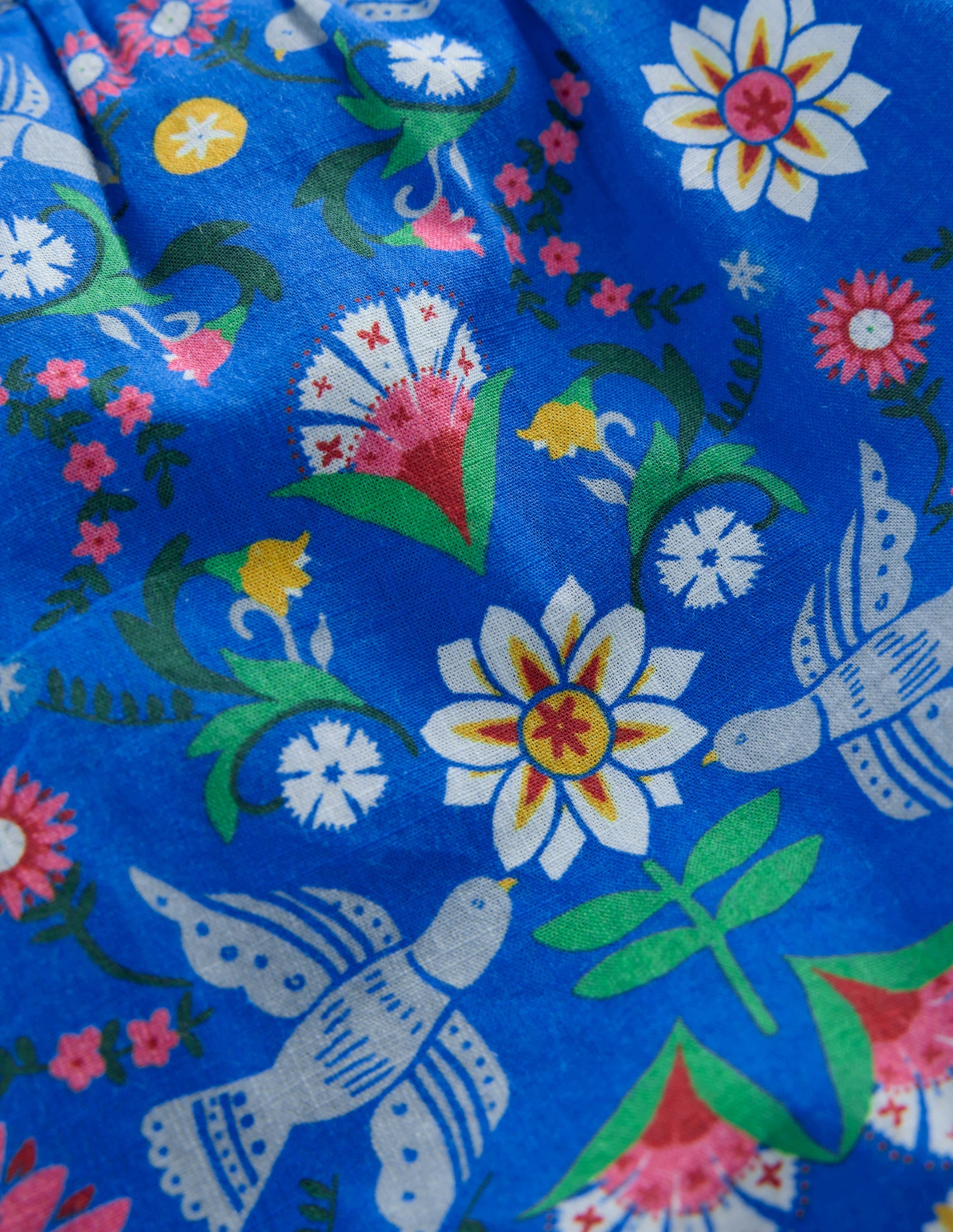 Pull-on Holiday Shorts-Kingfisher Blue Bird Floral - Image 3