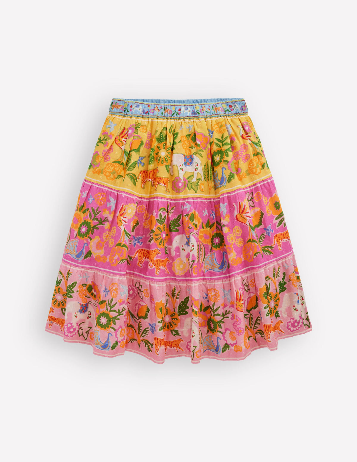 Midi Tiered Skirt-Multi Tropical Animals - Image 1