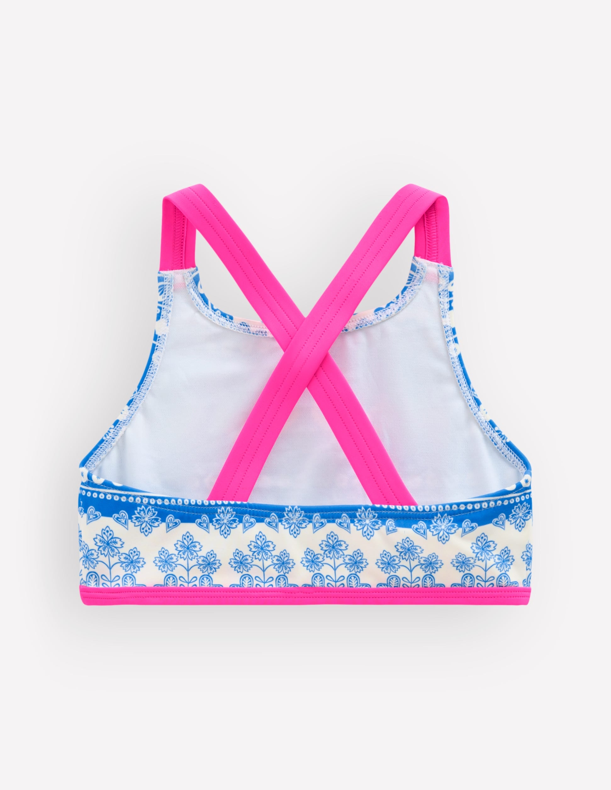 Cross-back Bikini Top-Azure Blue Woodblock - Image 2