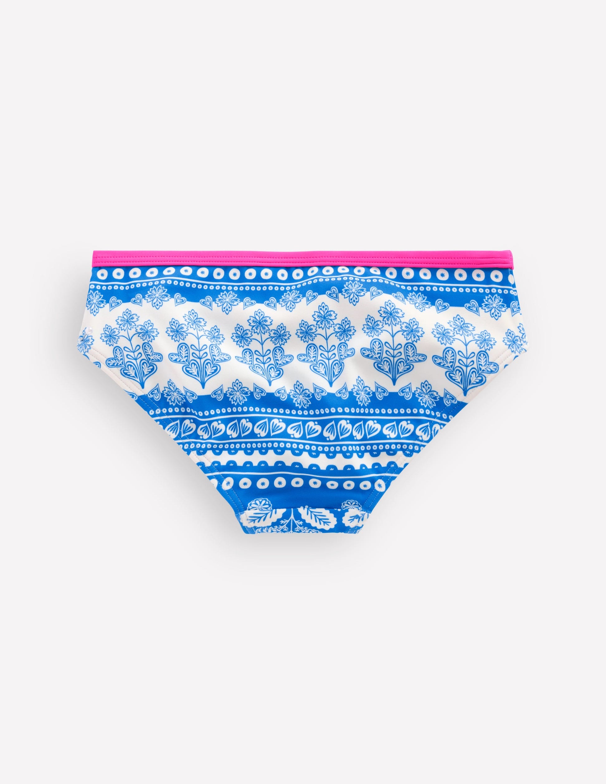 Patterned Bikini Bottoms-Azure Blue Woodblock-2