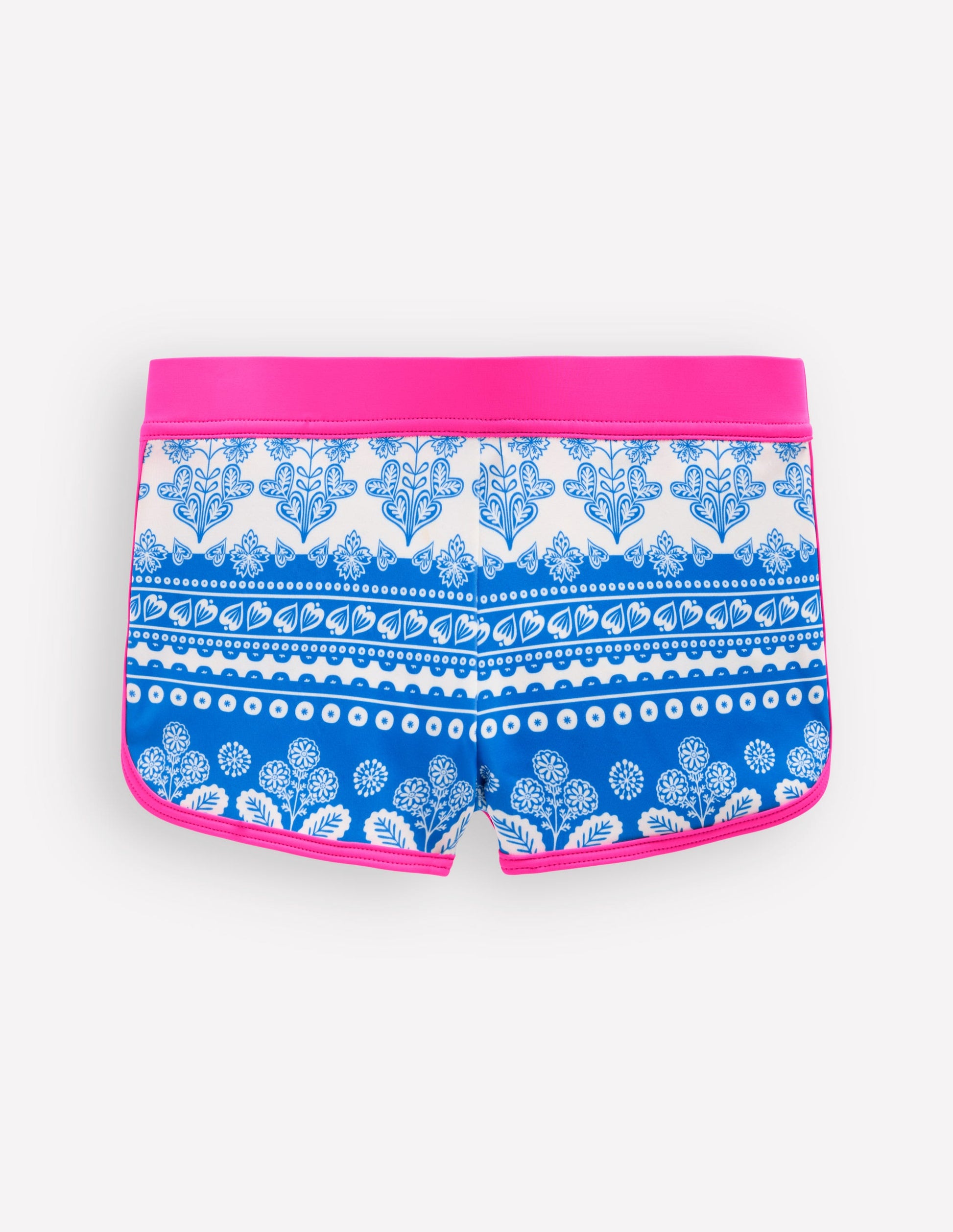 Patterned Swim Shorts-Azure Blue Woodblock-1