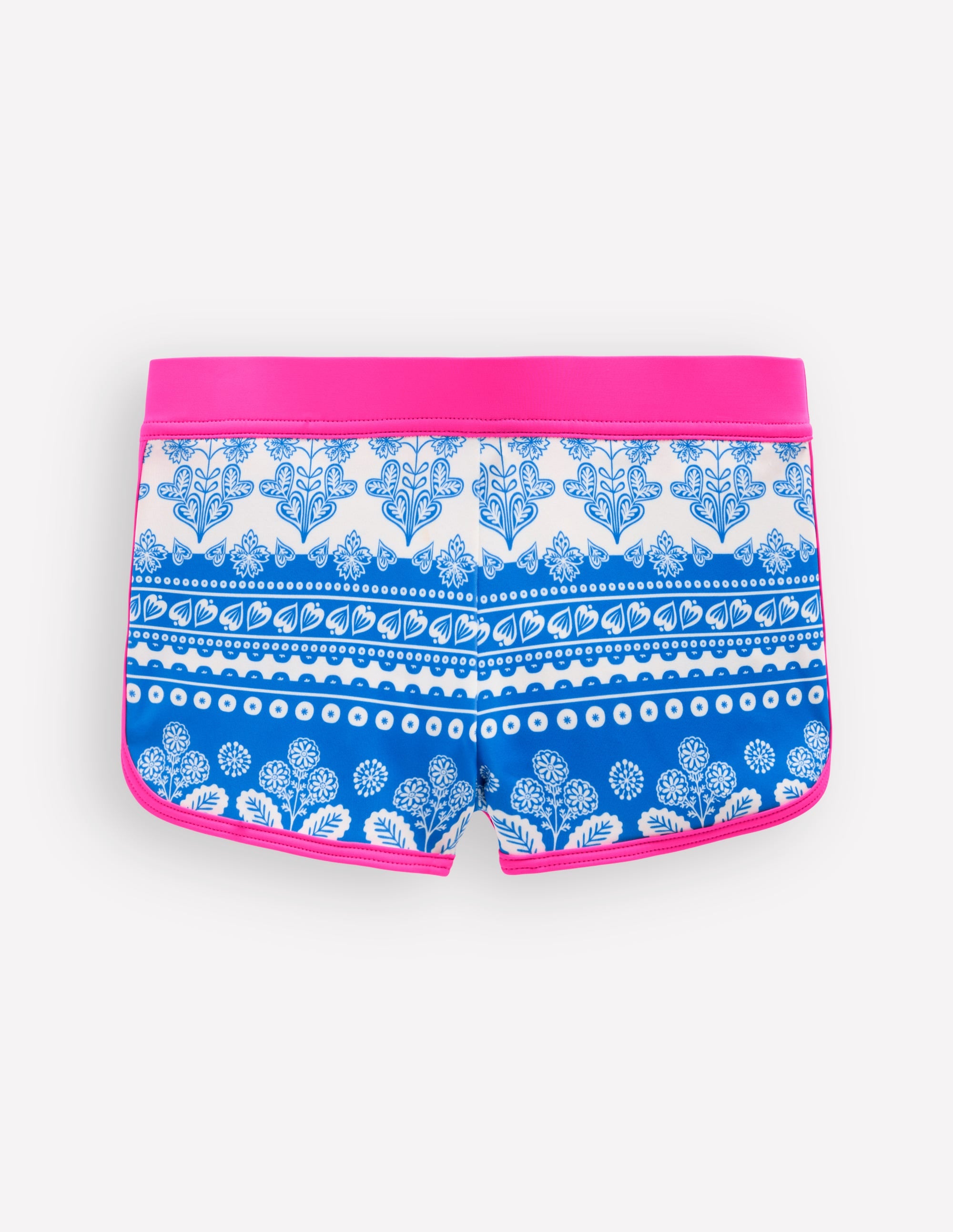 Patterned Swim Shorts-Azure Blue Woodblock - Image 1