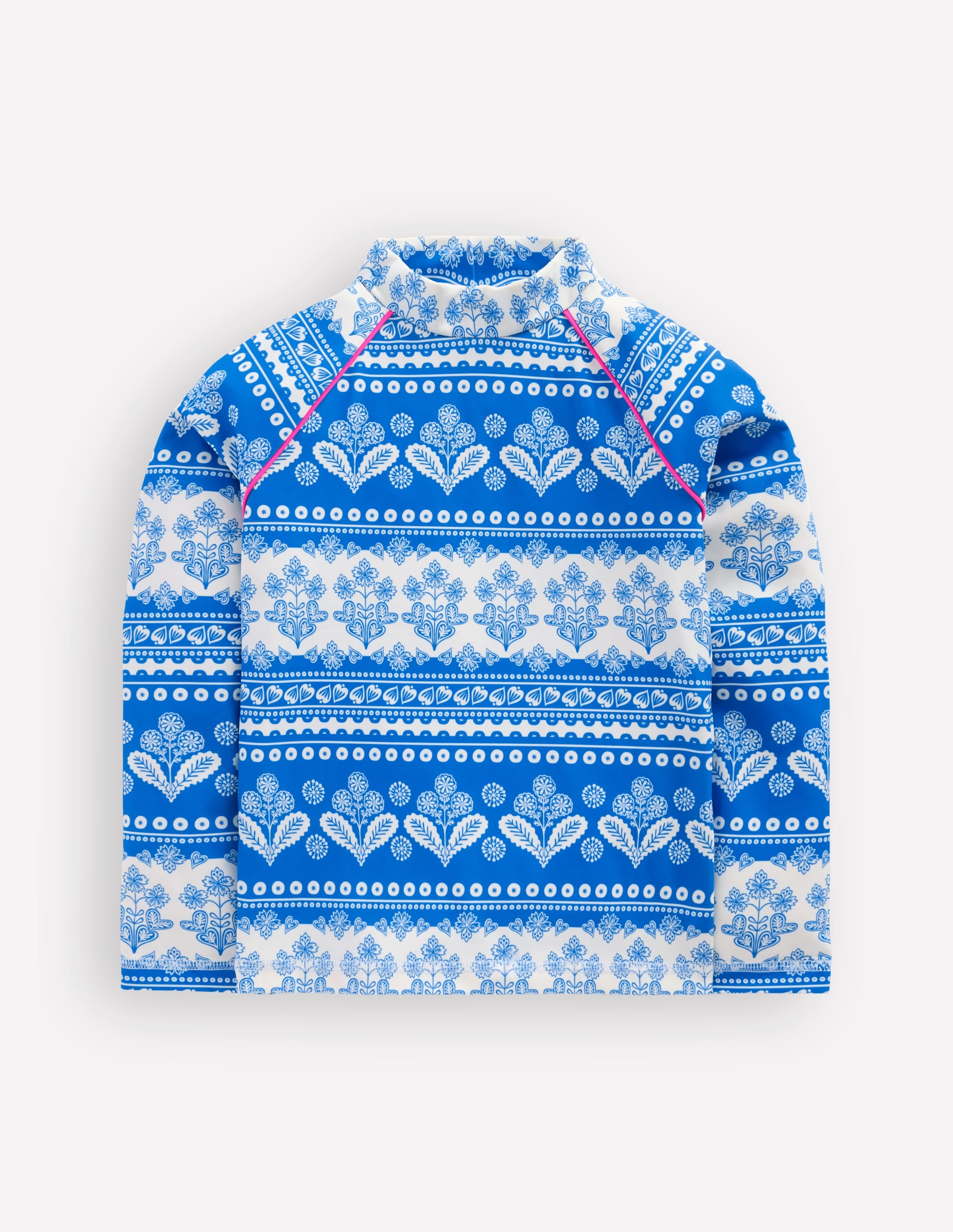 Sunsafe Patterned Rash Vest-Azure Blue Woodblock - Image 1