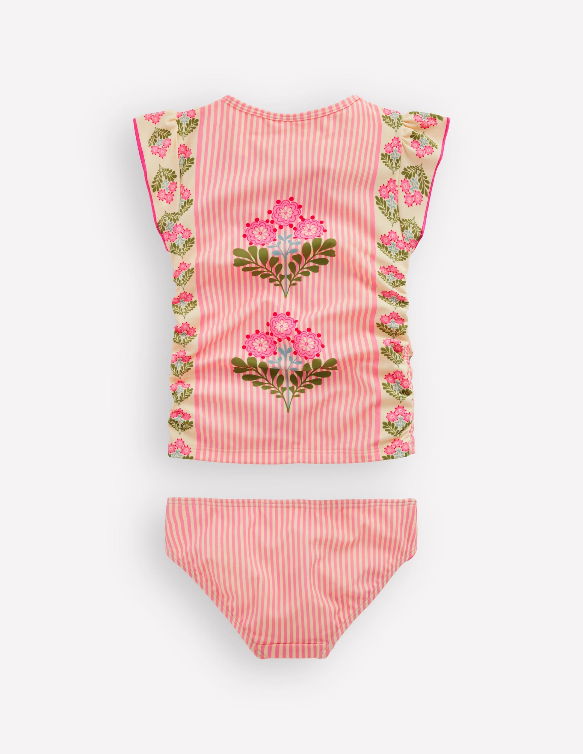 Ruched Tankini Set-Strawberry Pink Woodblock-2