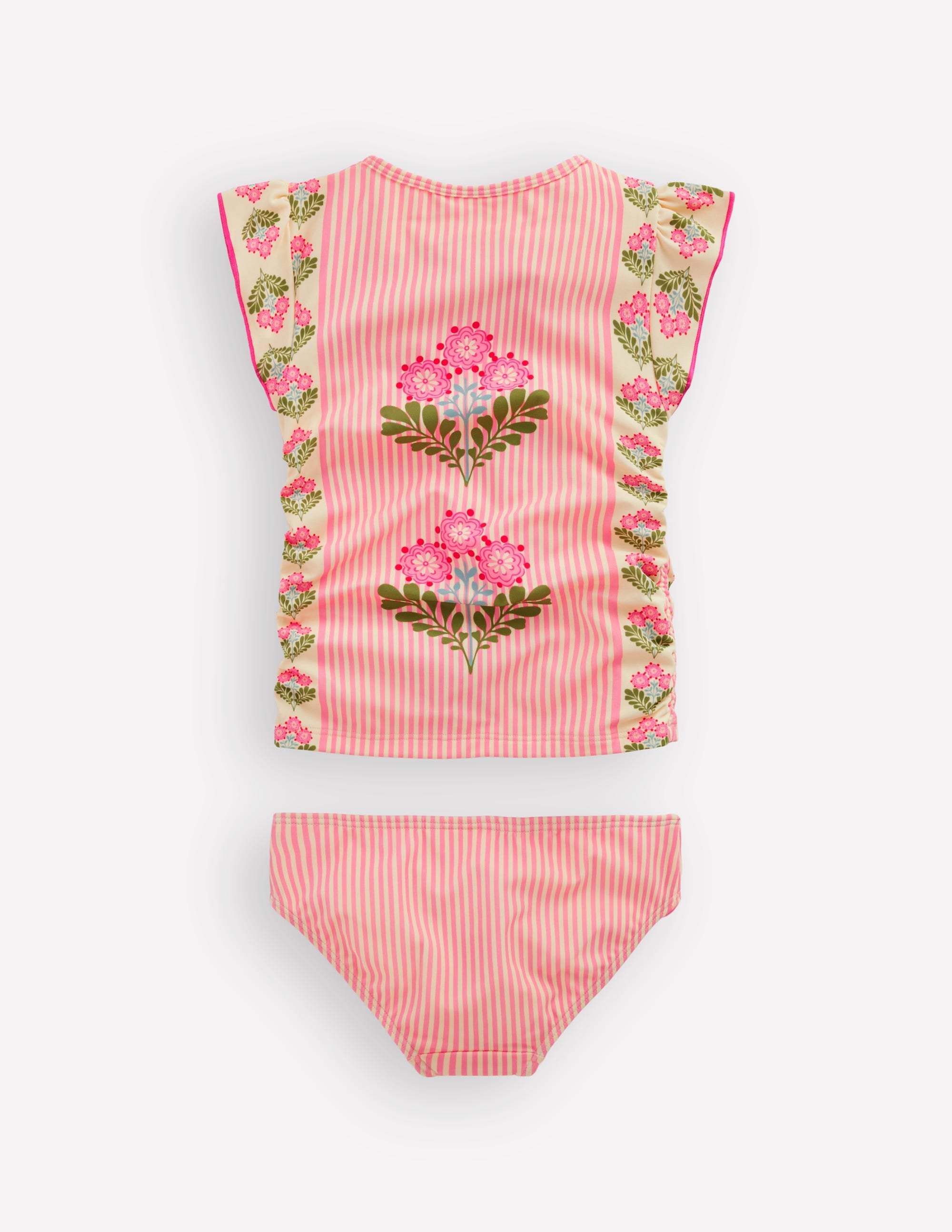 Ruched Tankini Set-Strawberry Pink Woodblock - Image 2