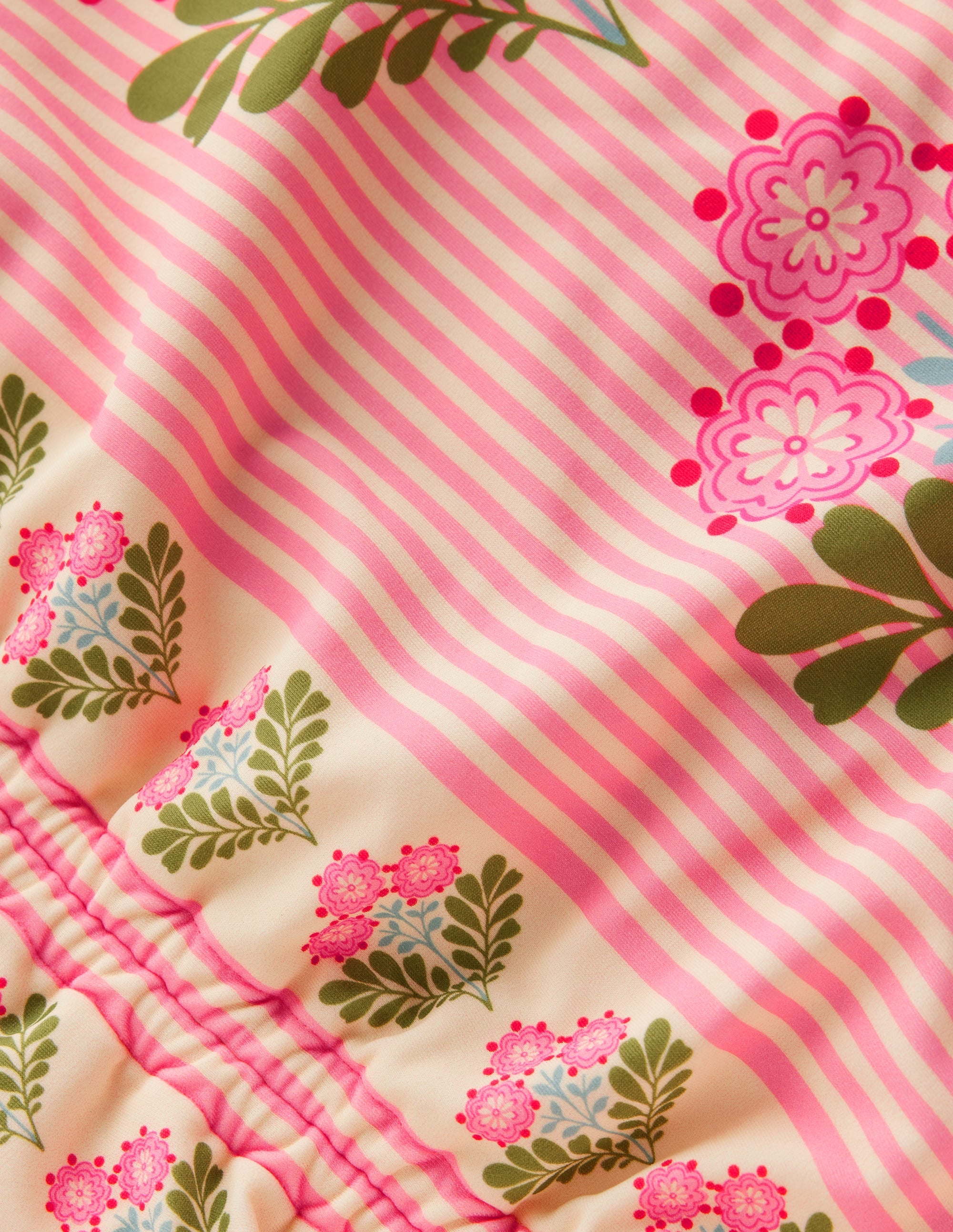 Ruched Tankini Set-Strawberry Pink Woodblock - Image 3