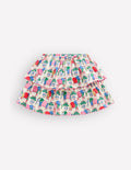 Ruffle Jersey Skort-Multi Elephant Woodblock