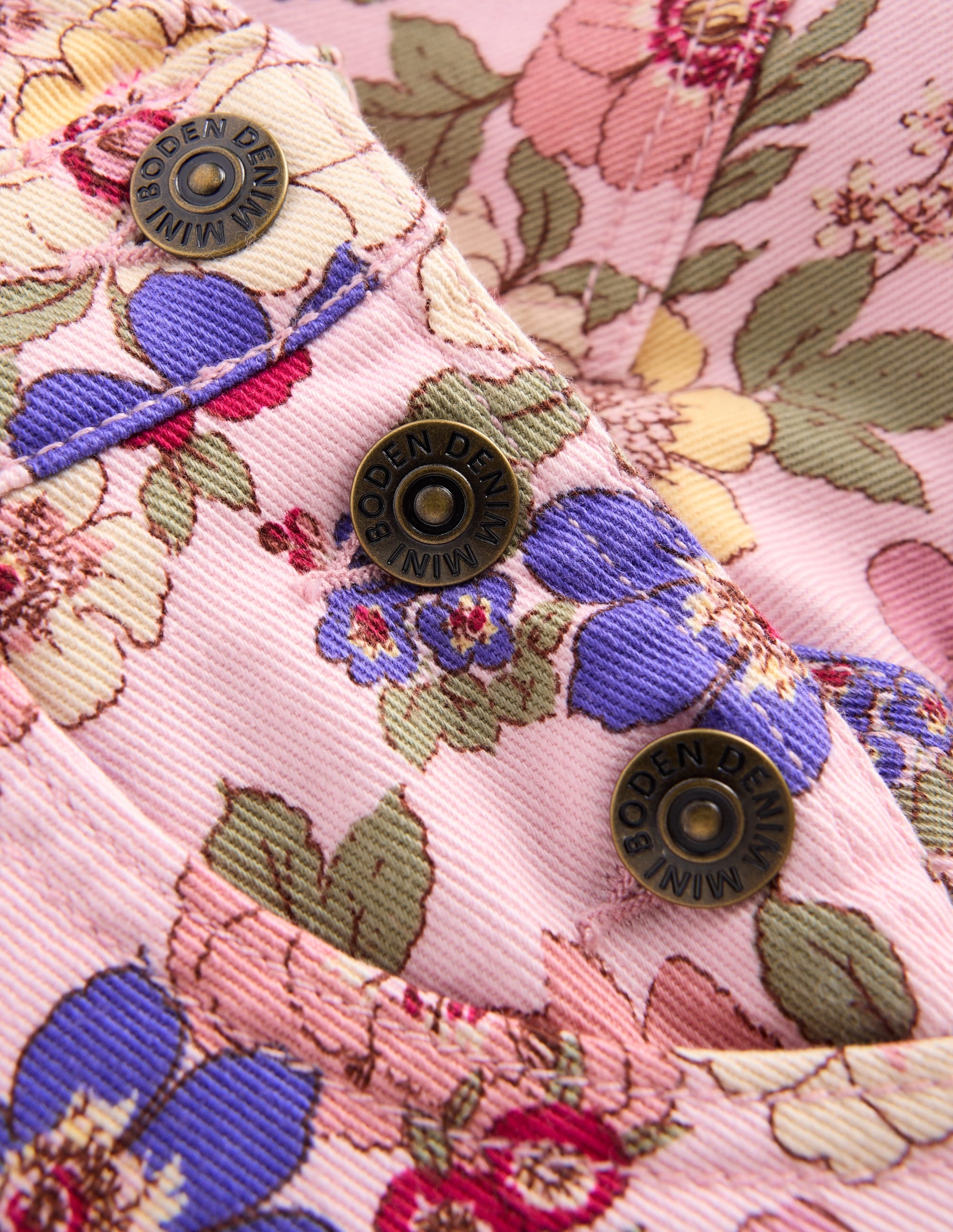 Short Dungaree-Pink Floral Bloom - Image 3