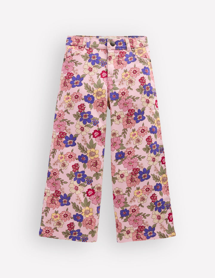 Wide Leg Jean-Blooming Pink Floral Bloom