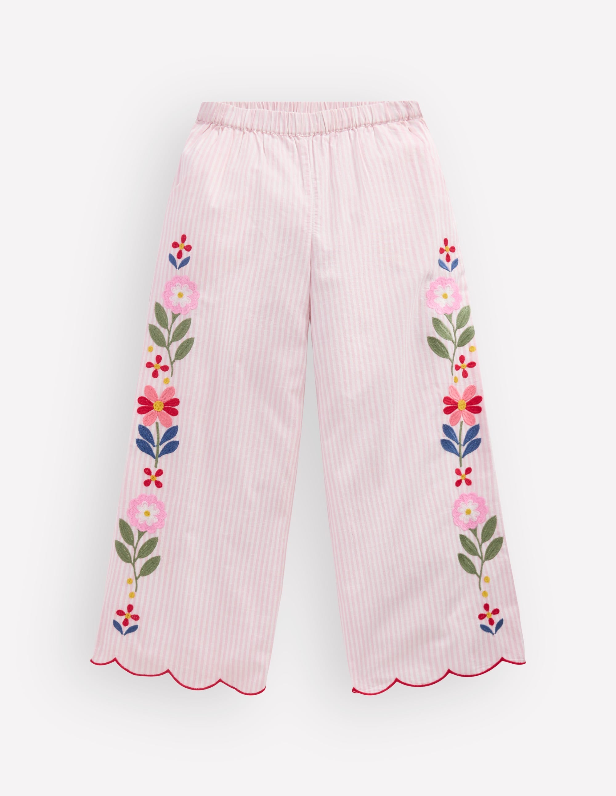 Scallop Hem Trousers-Chalk Pink/ Ivory Floral - Image 1