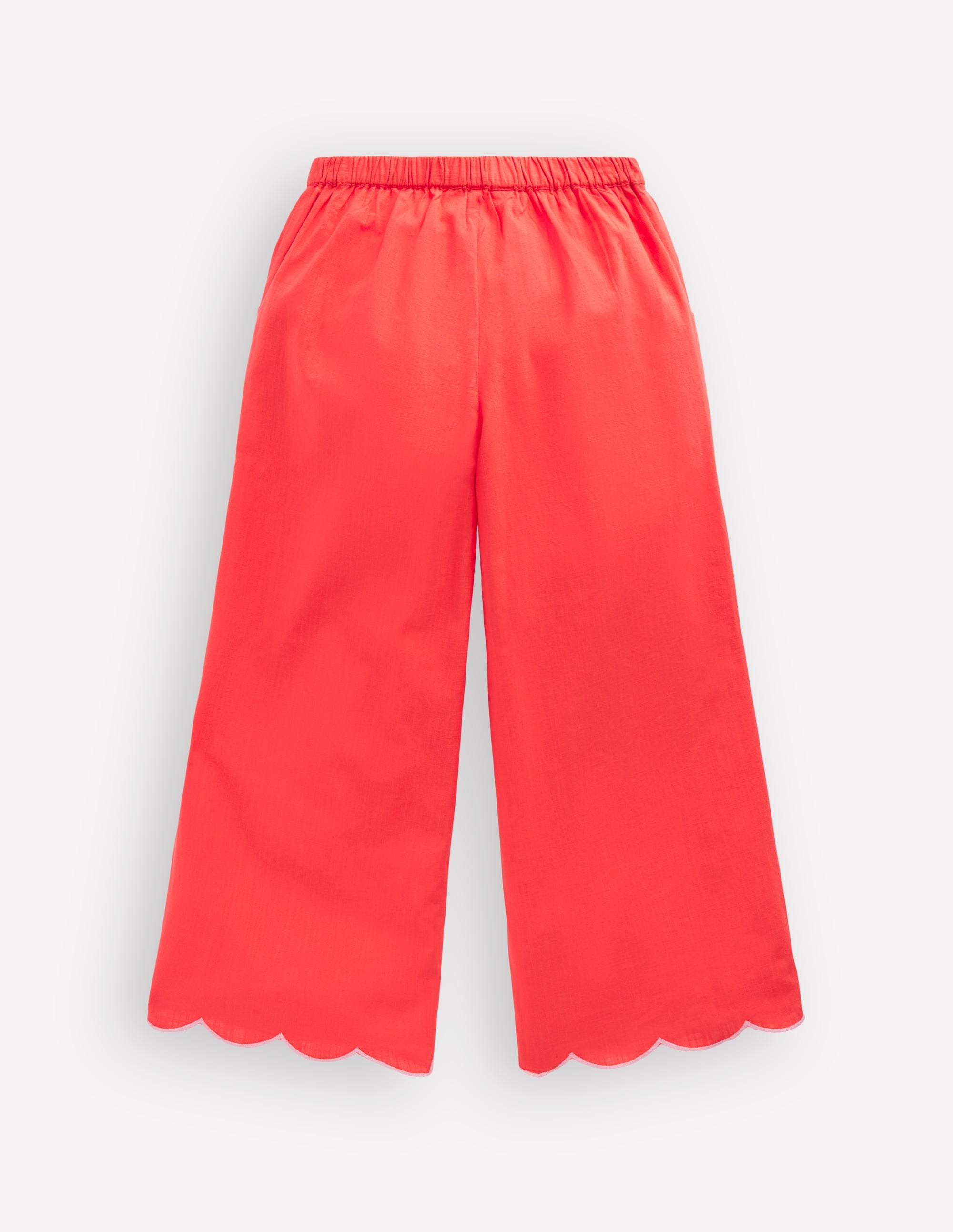 Scallop Hem Trousers-Spicy Red Neon Embroidery - Image 2
