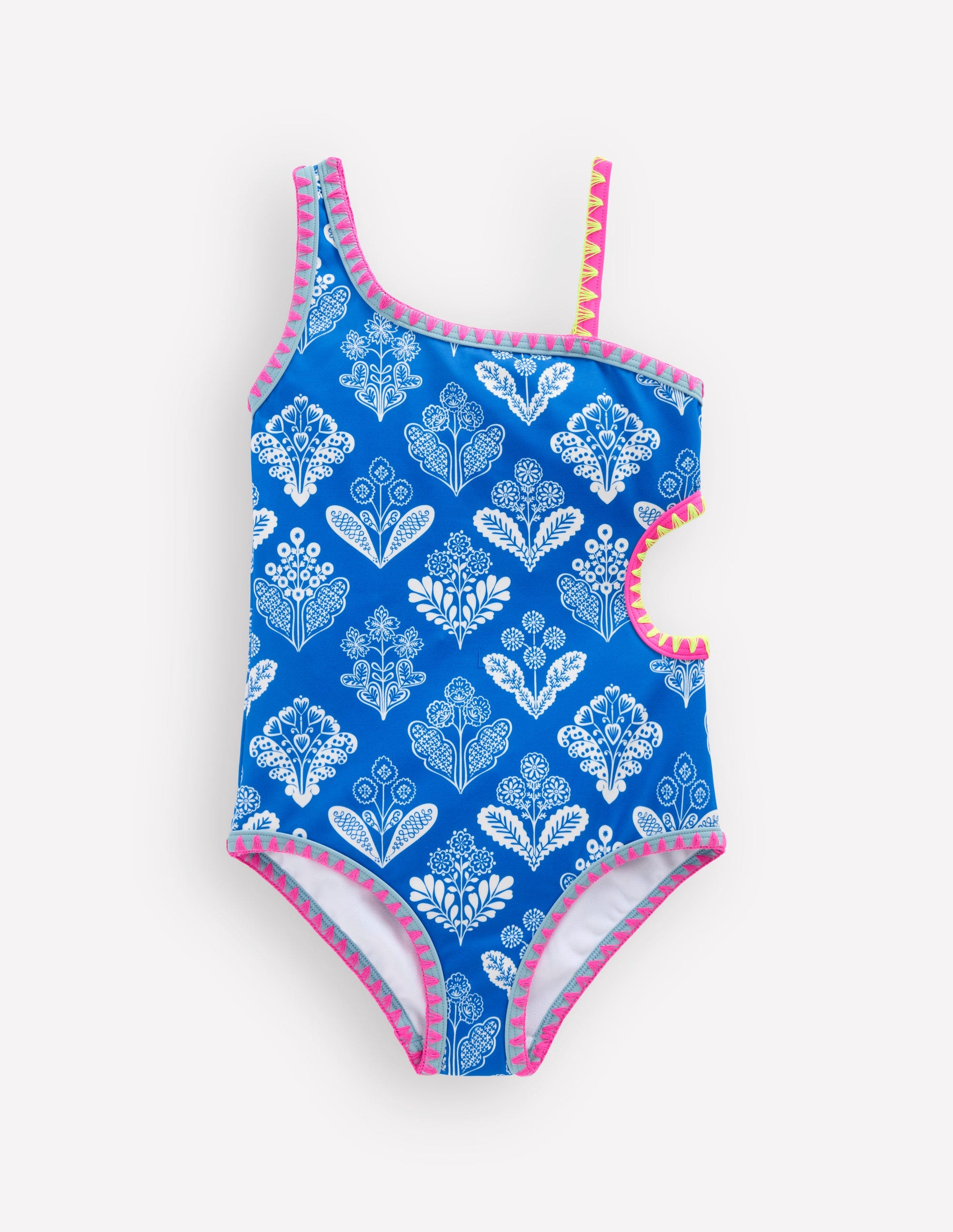 Cut Out Swimsuit-Kingfisher Blue Woodblock-1