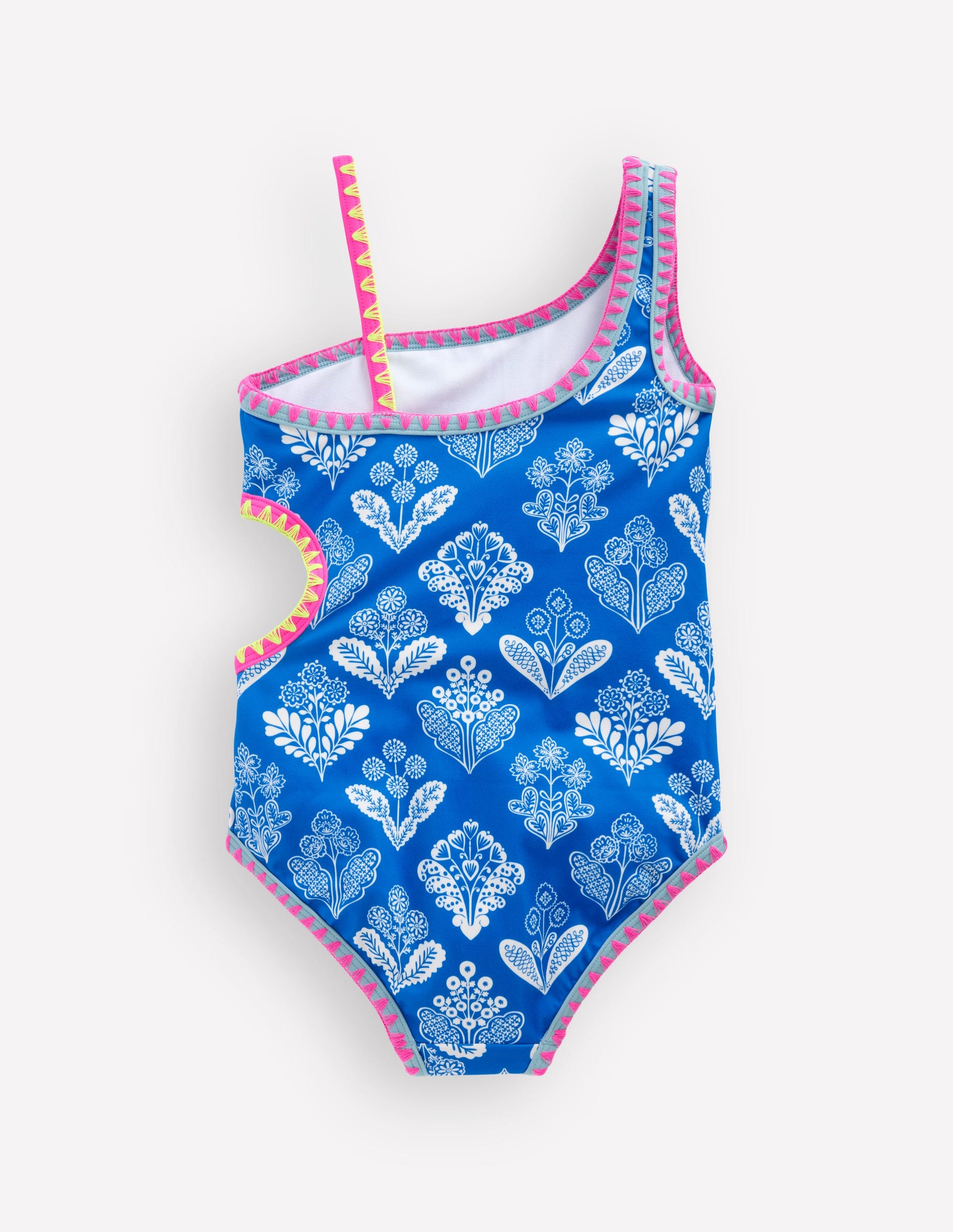 Cut Out Swimsuit-Kingfisher Blue Woodblock-2