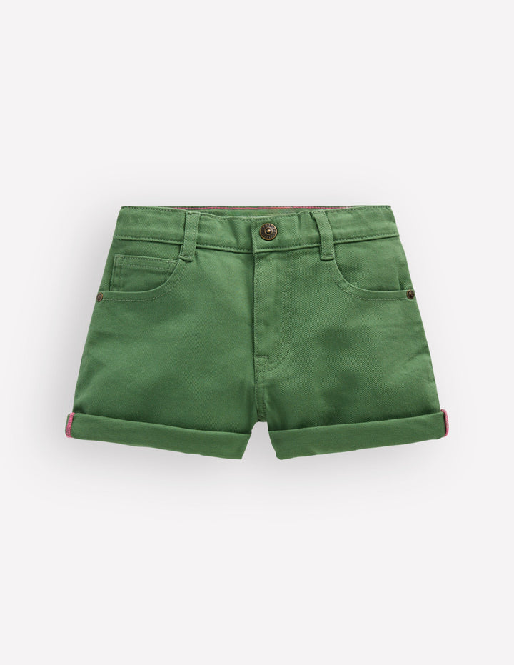 Denim Shorts-Safari Green